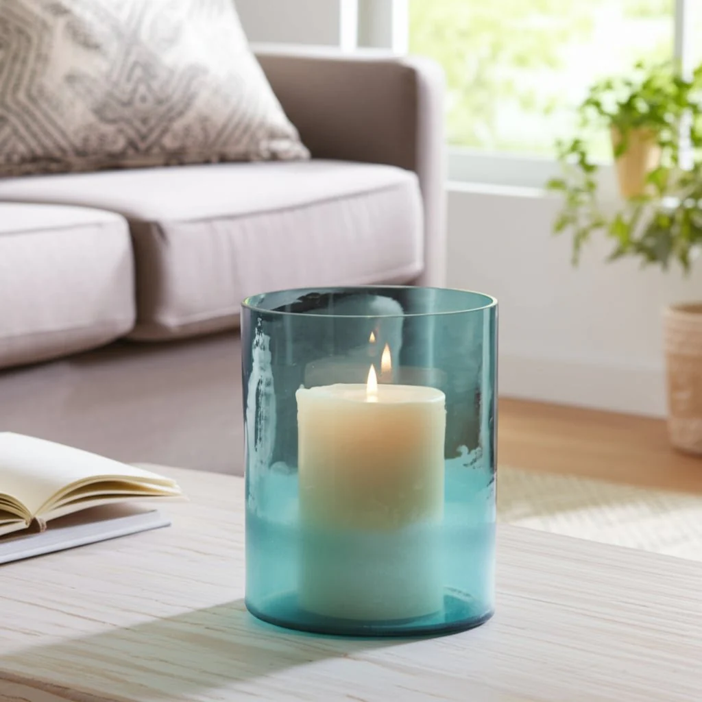 7x6" Frosted Bottom Hurricane, Blue - Image 12