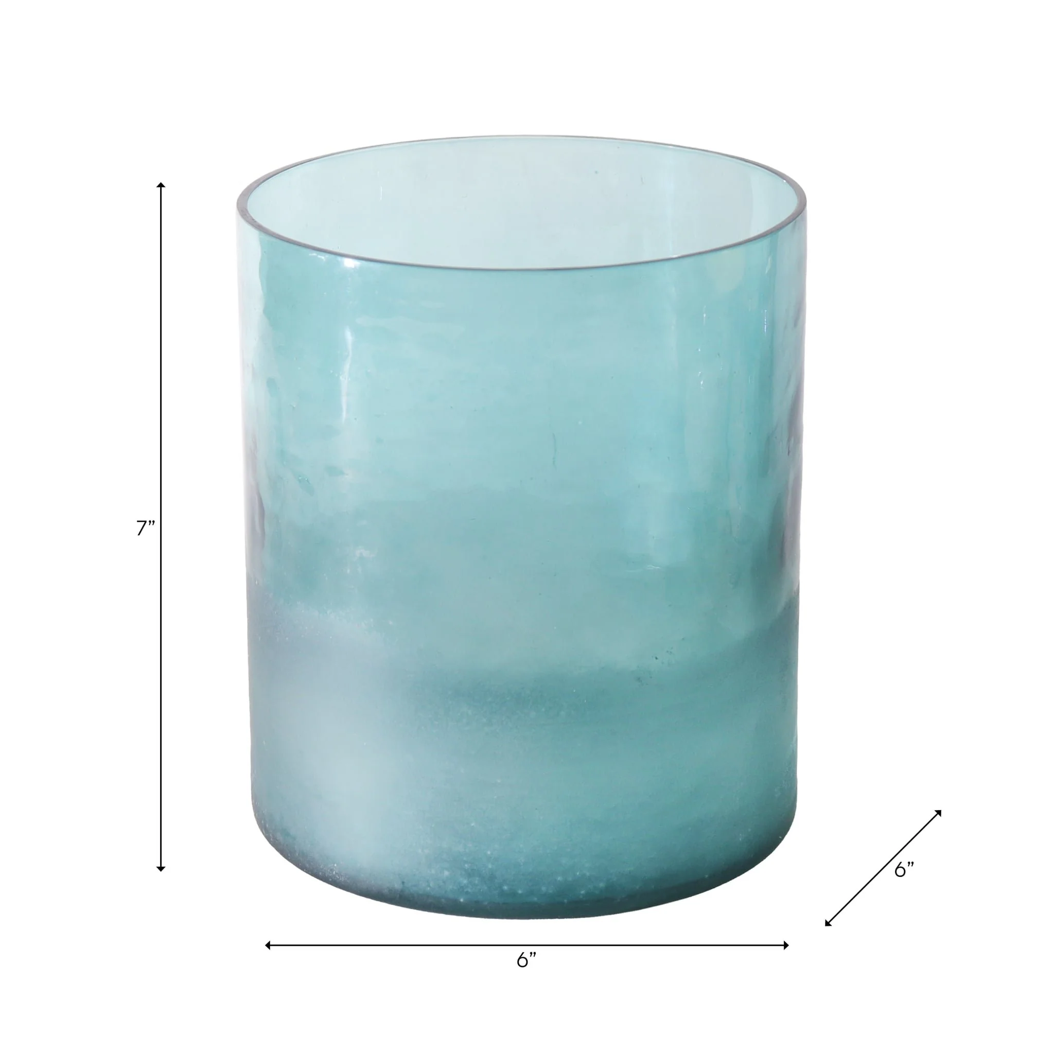7x6" Frosted Bottom Hurricane, Blue - Image 8