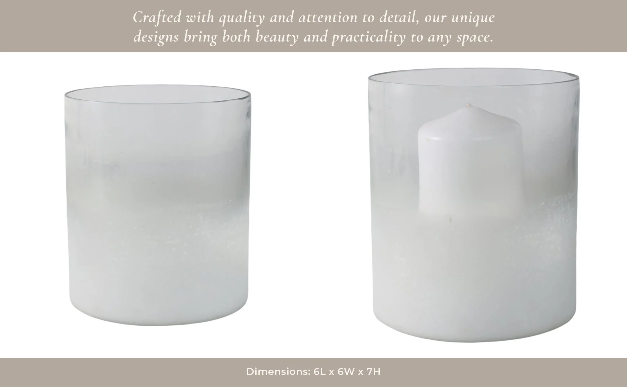 7x6" Frosted Bottom Hurricane, Clear - Image 11