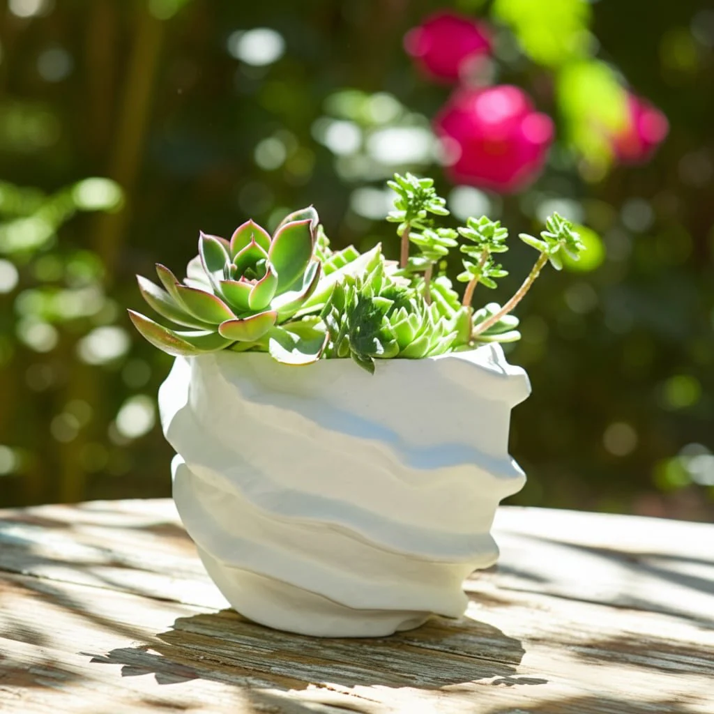 7x7" Flutter Trim Planter, White - Image 13