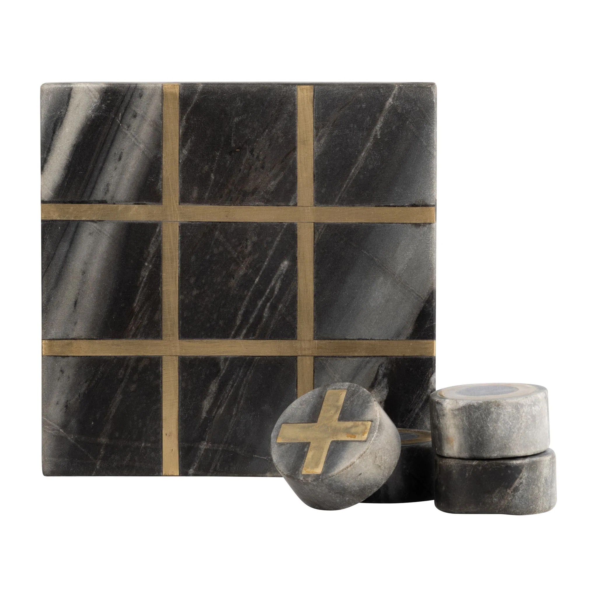 7x7" Marble Tic-tac-toe Brass Inlay, Black/gold - Image 5