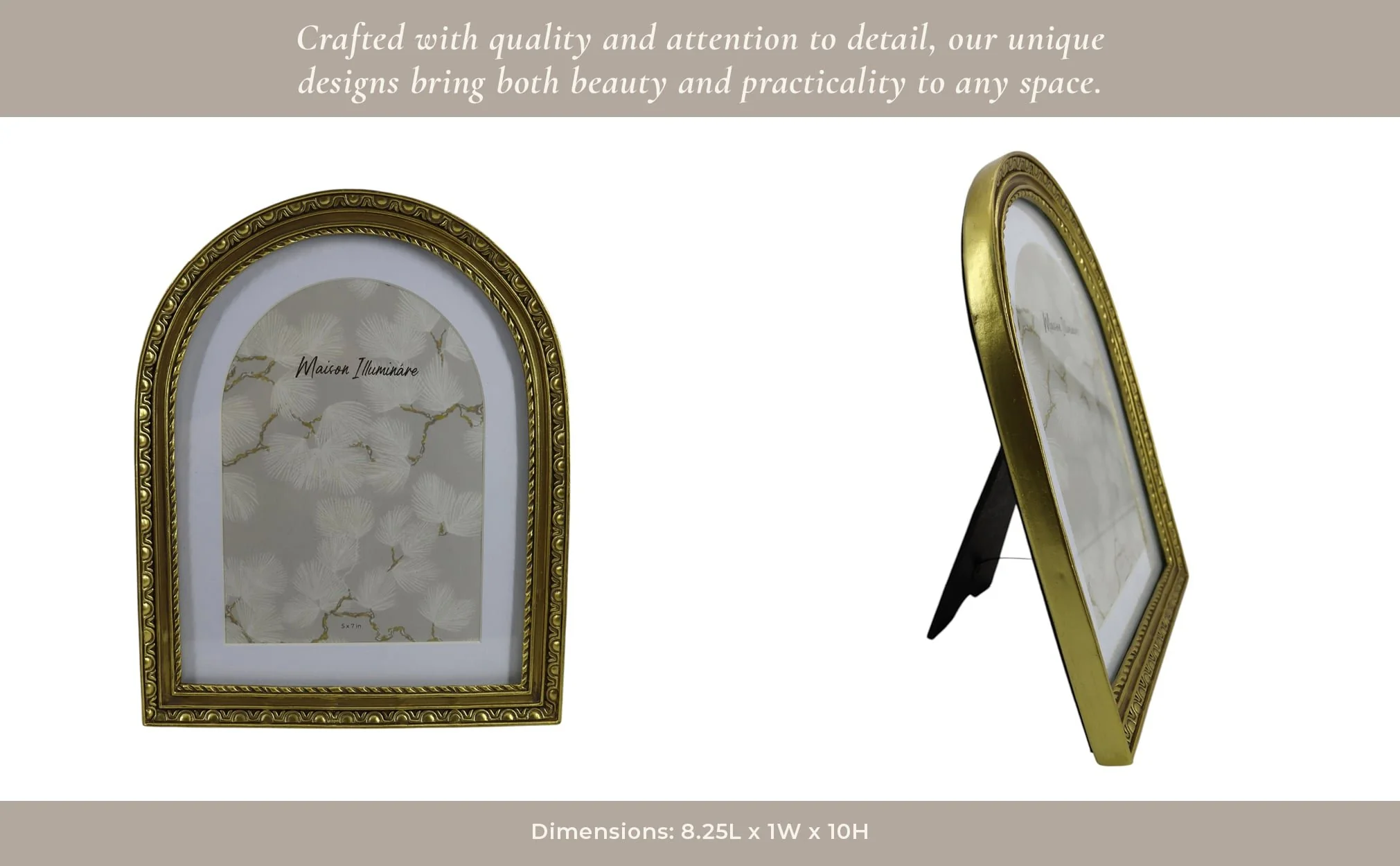 7x9 Photo Frame Matted To 5x7 Gilded Arch, Gold - Image 10
