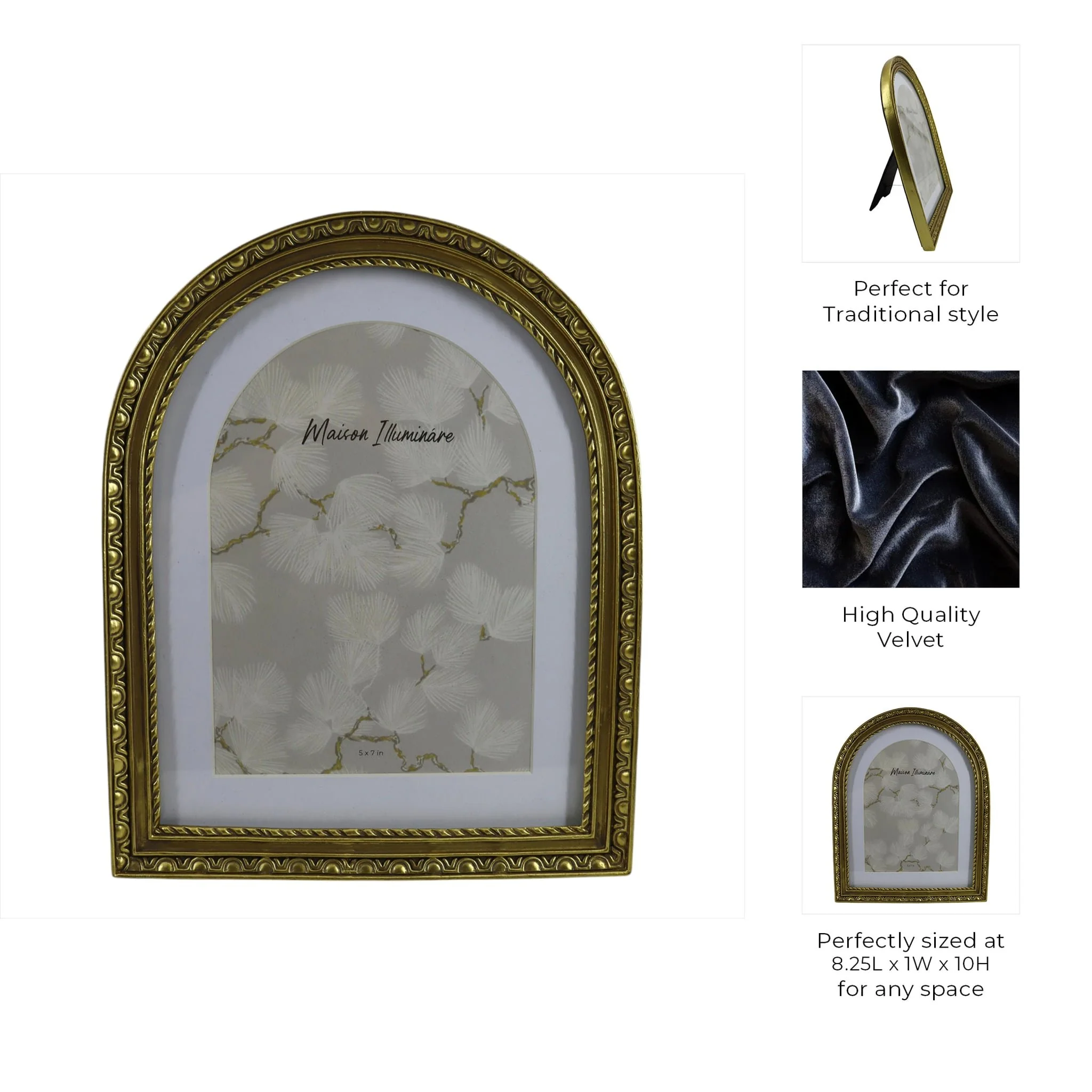 7x9 Photo Frame Matted To 5x7 Gilded Arch, Gold - Image 8
