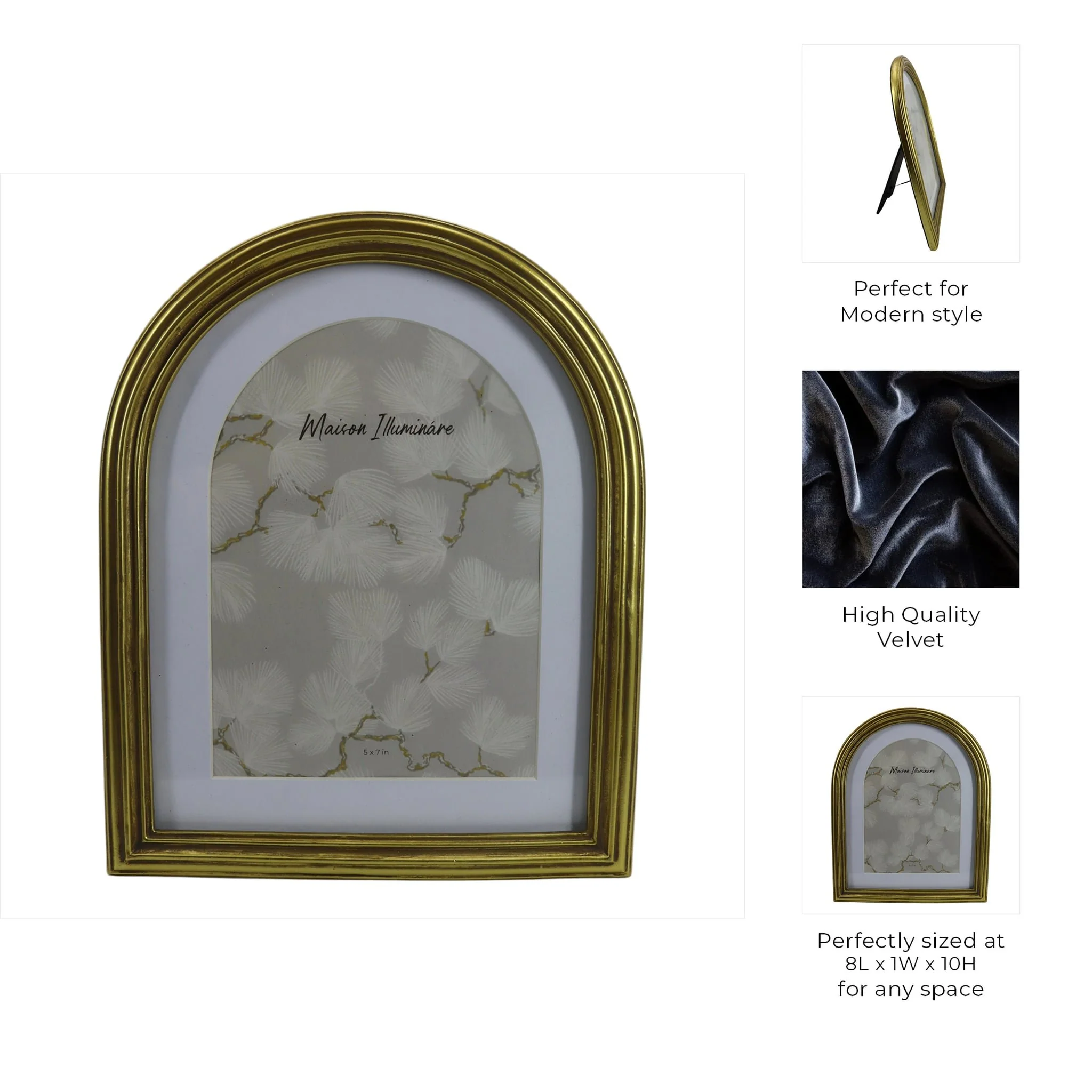 7x9 Photo Frame Matted To 5x7 Layered Arch, Gold - Image 8