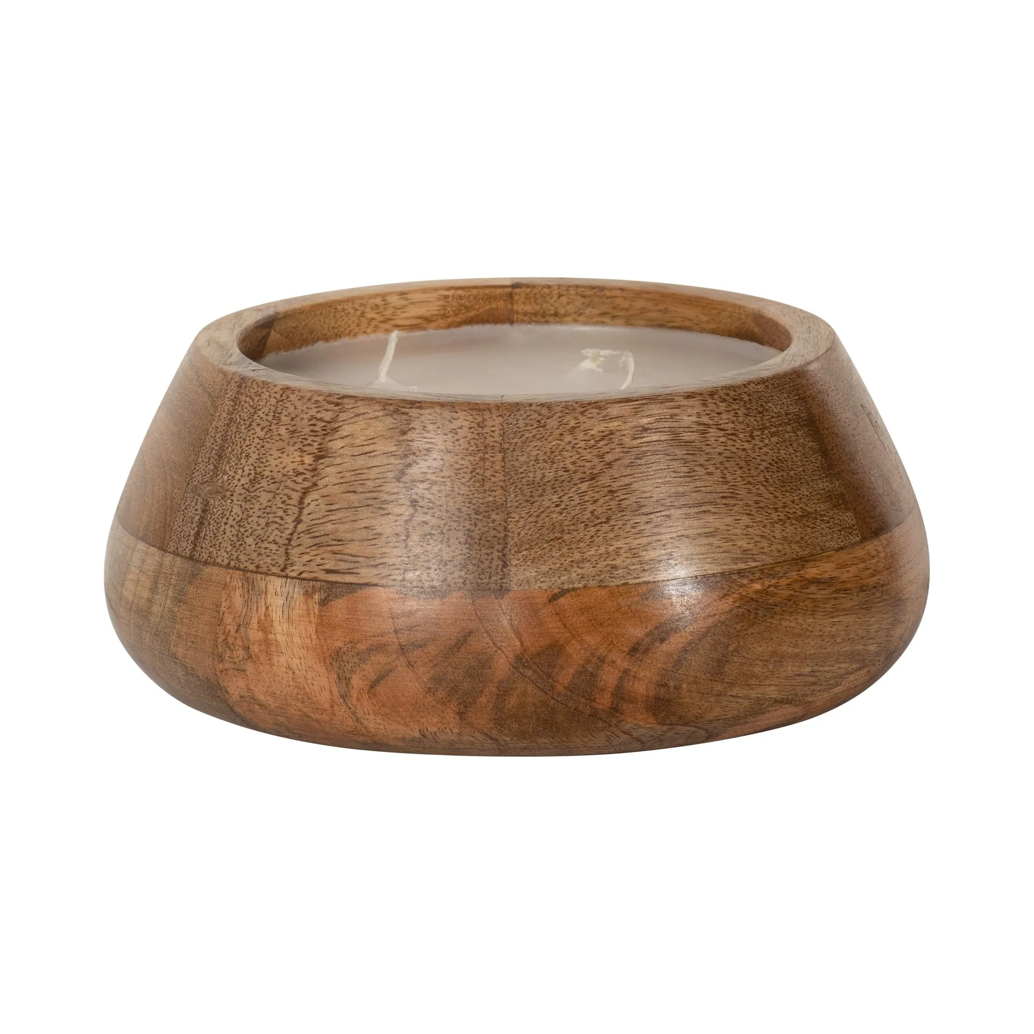 8" 15 Oz Vanilla Modern Wood Bowl Candle, Natural - Image 2