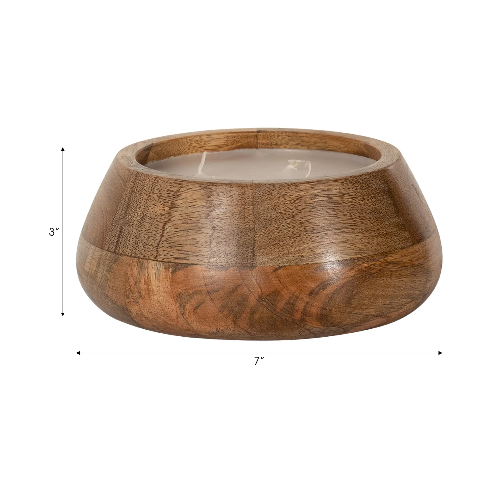 8" 15 Oz Vanilla Modern Wood Bowl Candle, Natural - Image 6