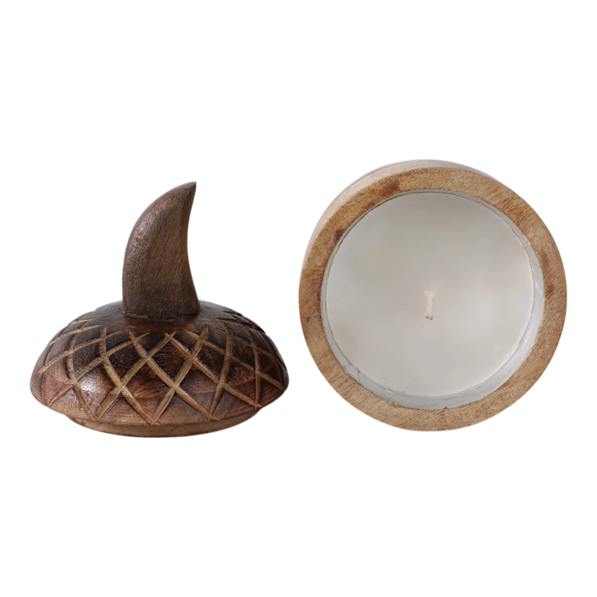 8" 7 Oz Balsam Fir Acorn Candle, Brown - Image 6