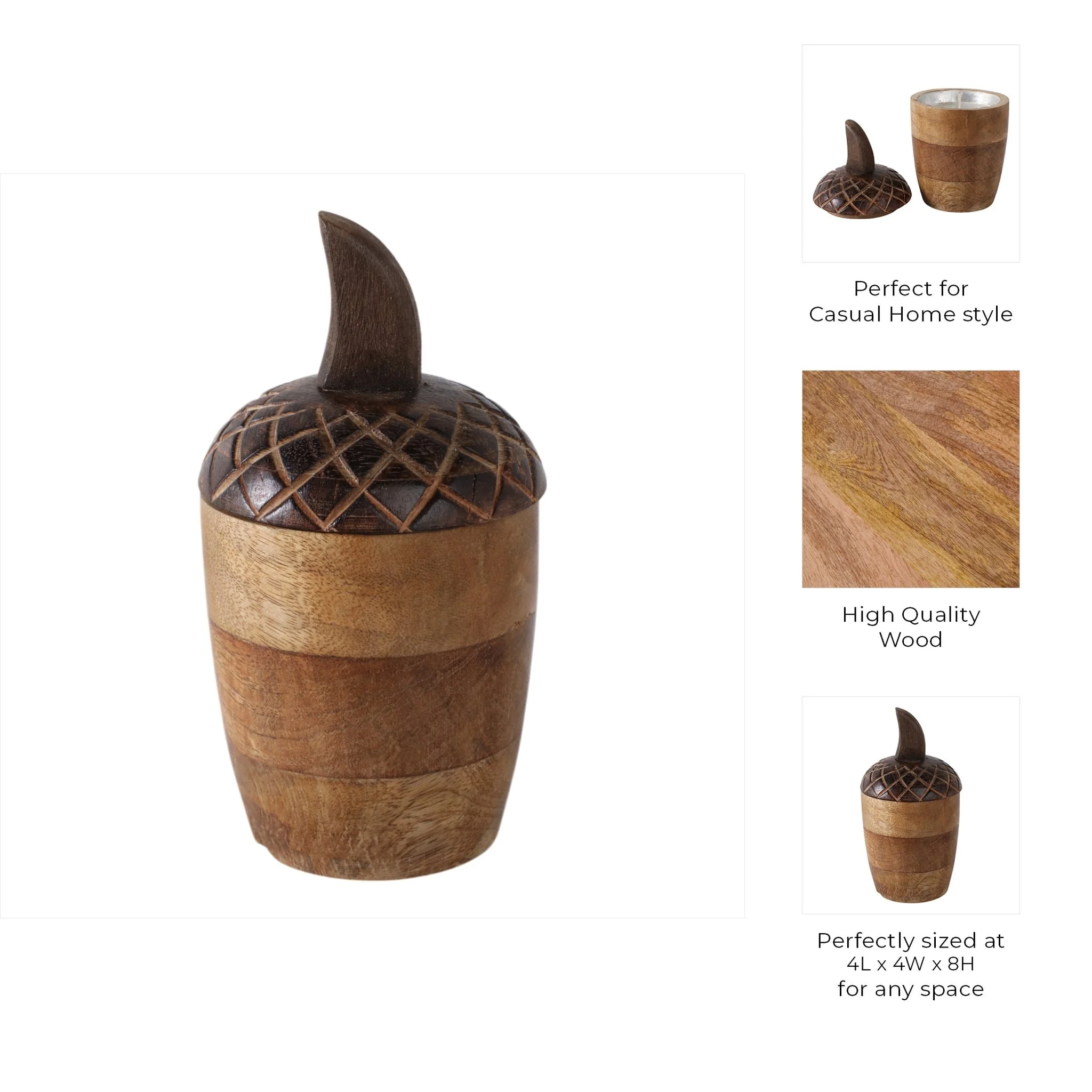 8" 7 Oz Balsam Fir Acorn Candle, Brown - Image 9