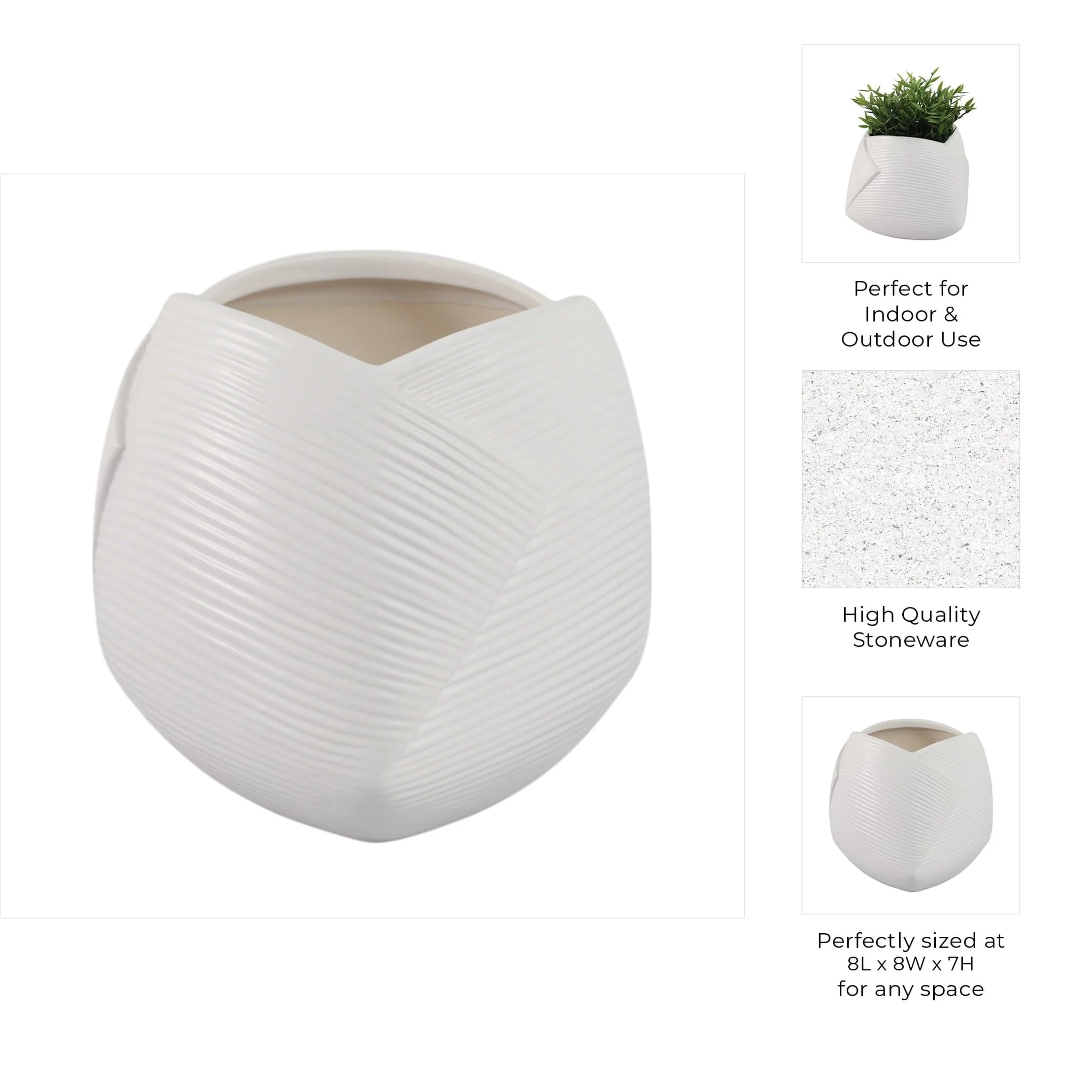 8" Abstract Planter, White - Image 3