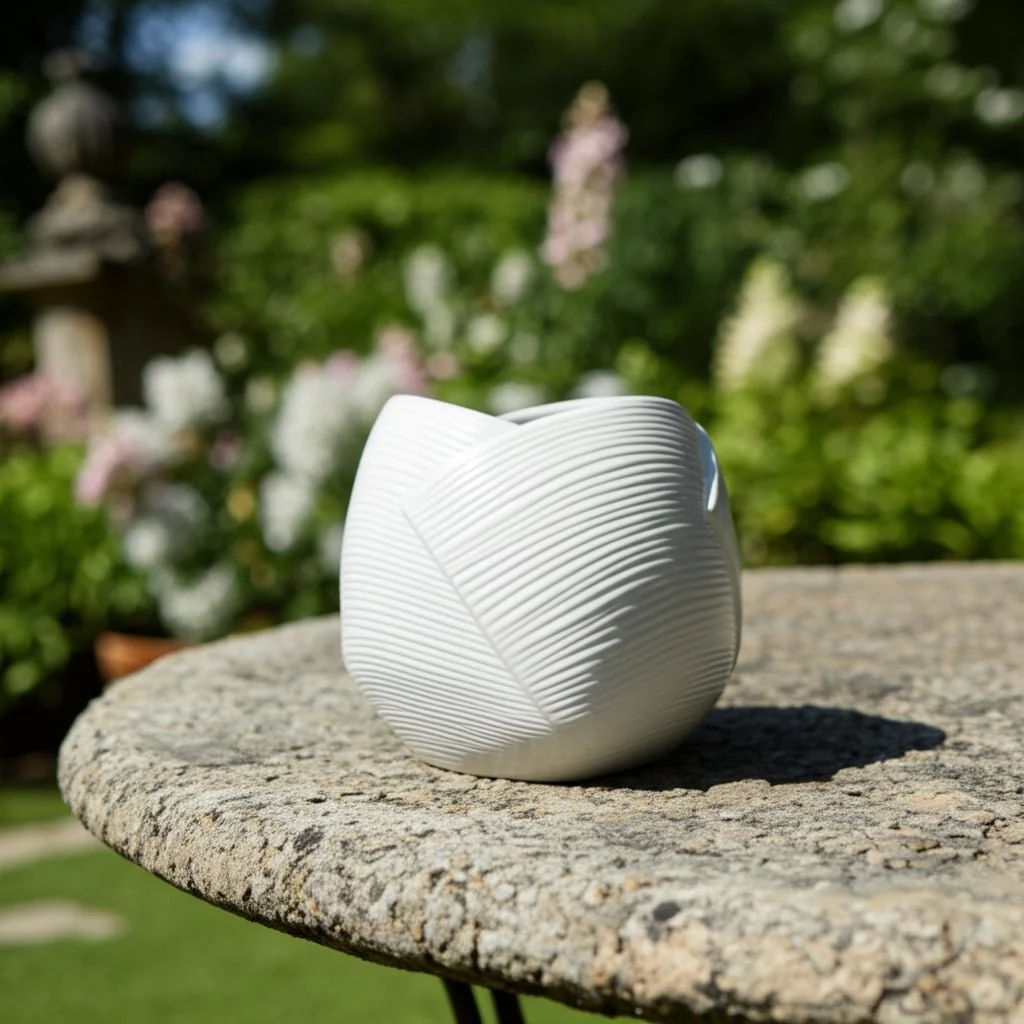 8" Abstract Planter, White - Image 4