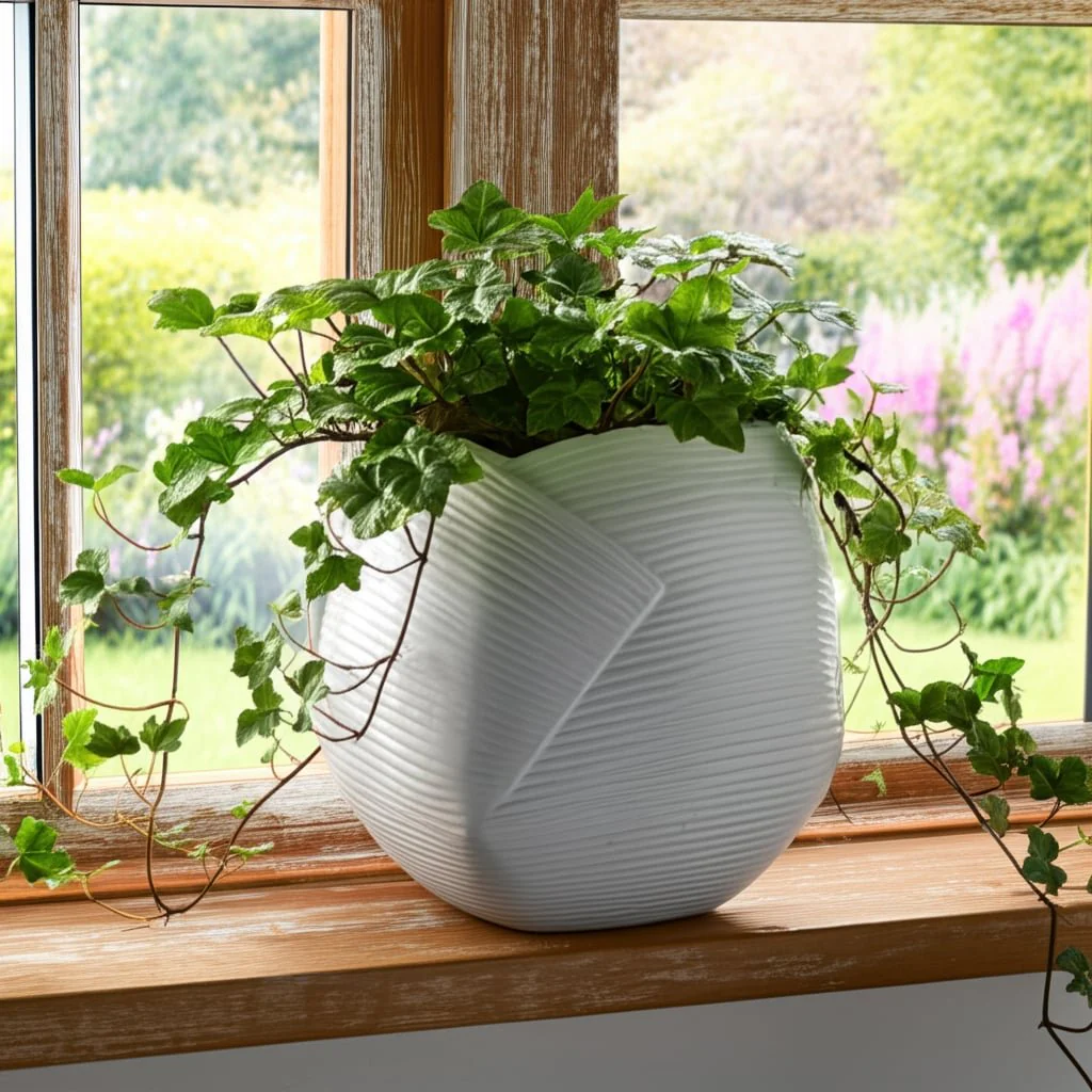 8" Abstract Planter, White - Image 7