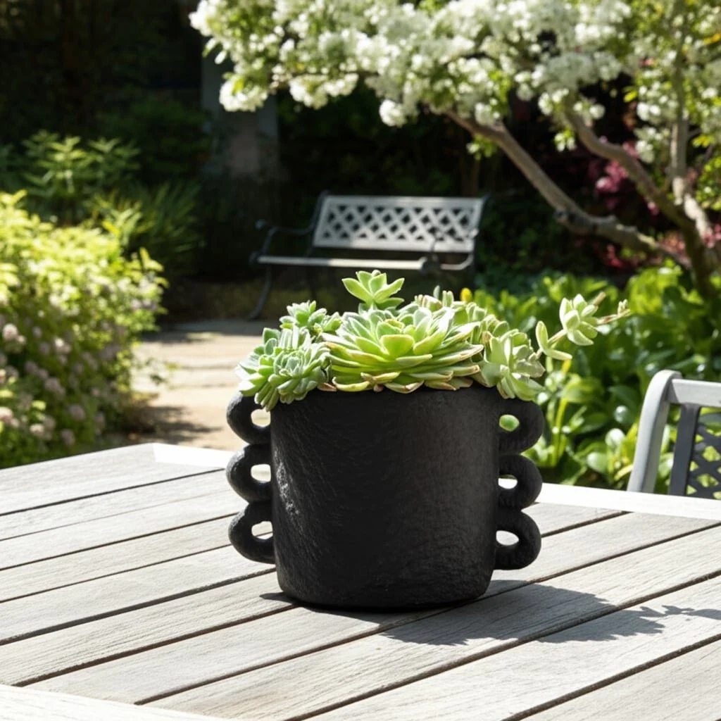 8" Arch Handle Planter, Black - Image 11