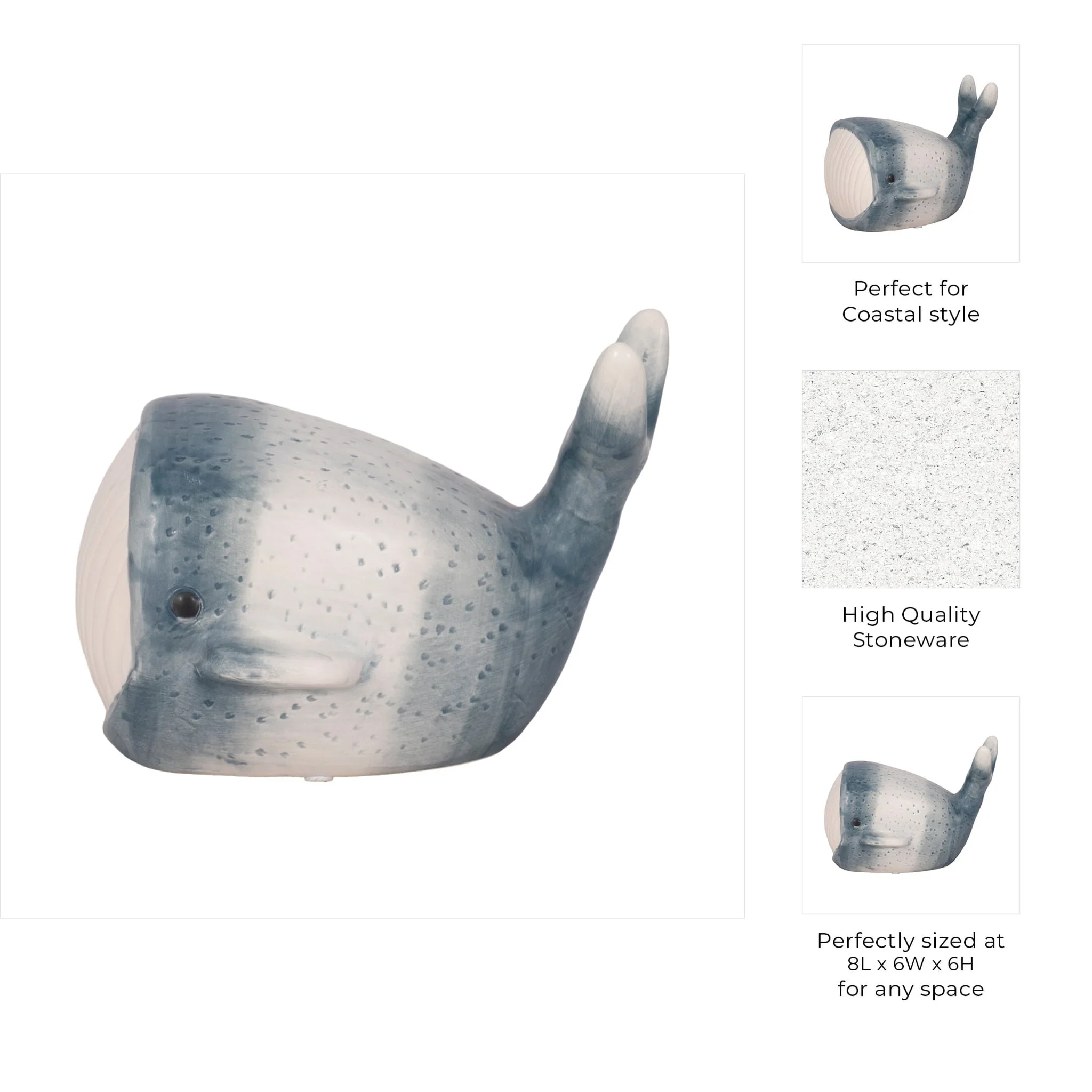 8" Blue Whale Decor, Blue/white - Image 10