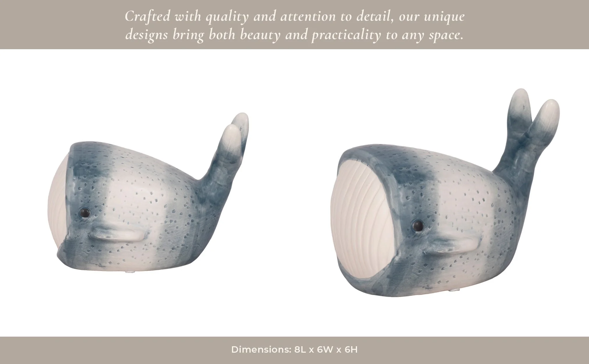 8" Blue Whale Decor, Blue/white - Image 12