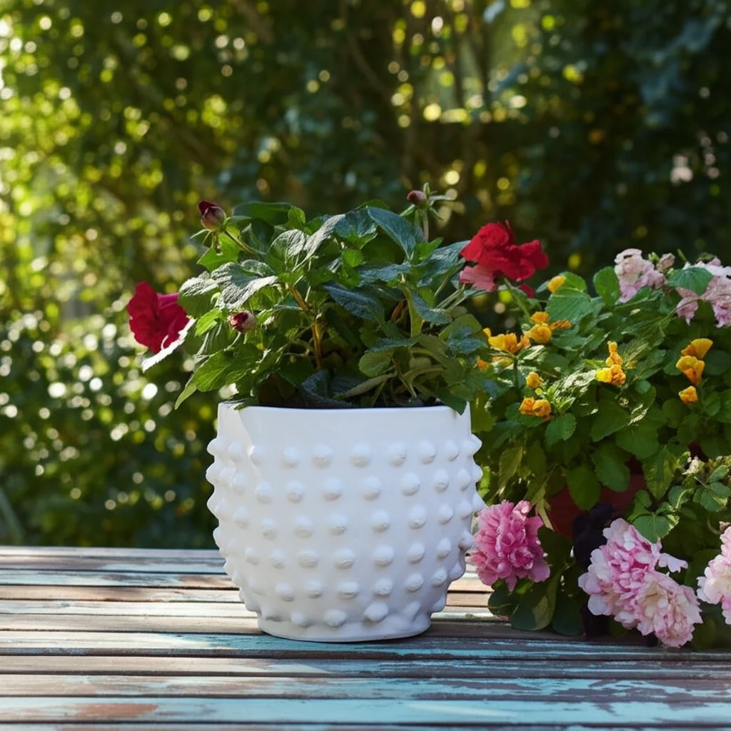 8" Bubble Rough Finish Planter,white - Image 10