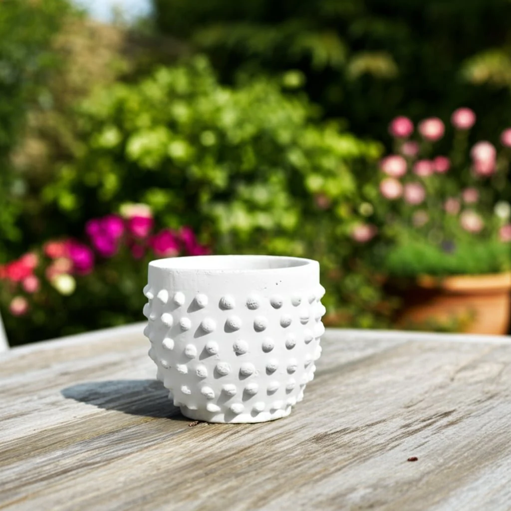 8" Bubble Rough Finish Planter,white - Image 13