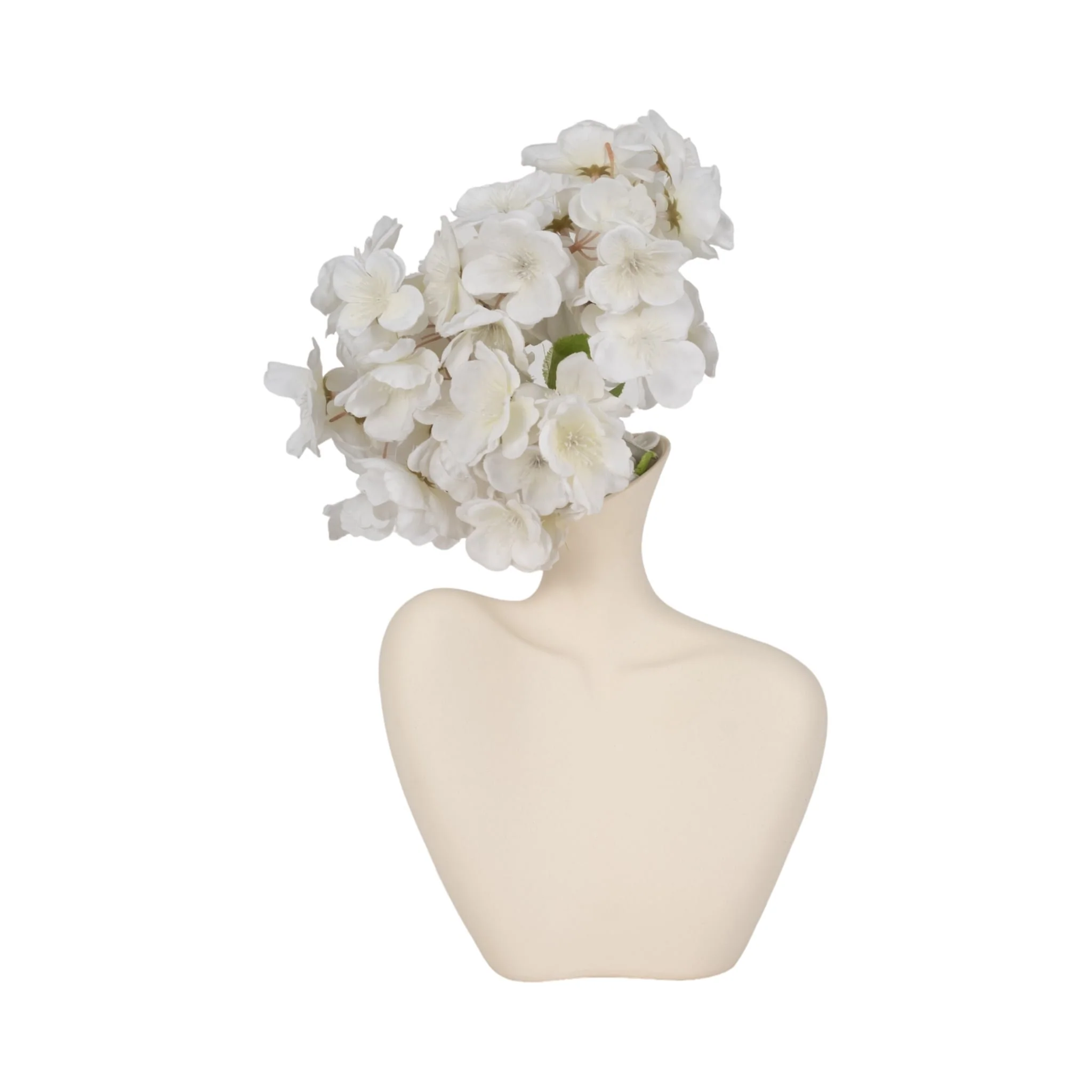 8" Bust Vase Sand Finish, Ivory - Image 2