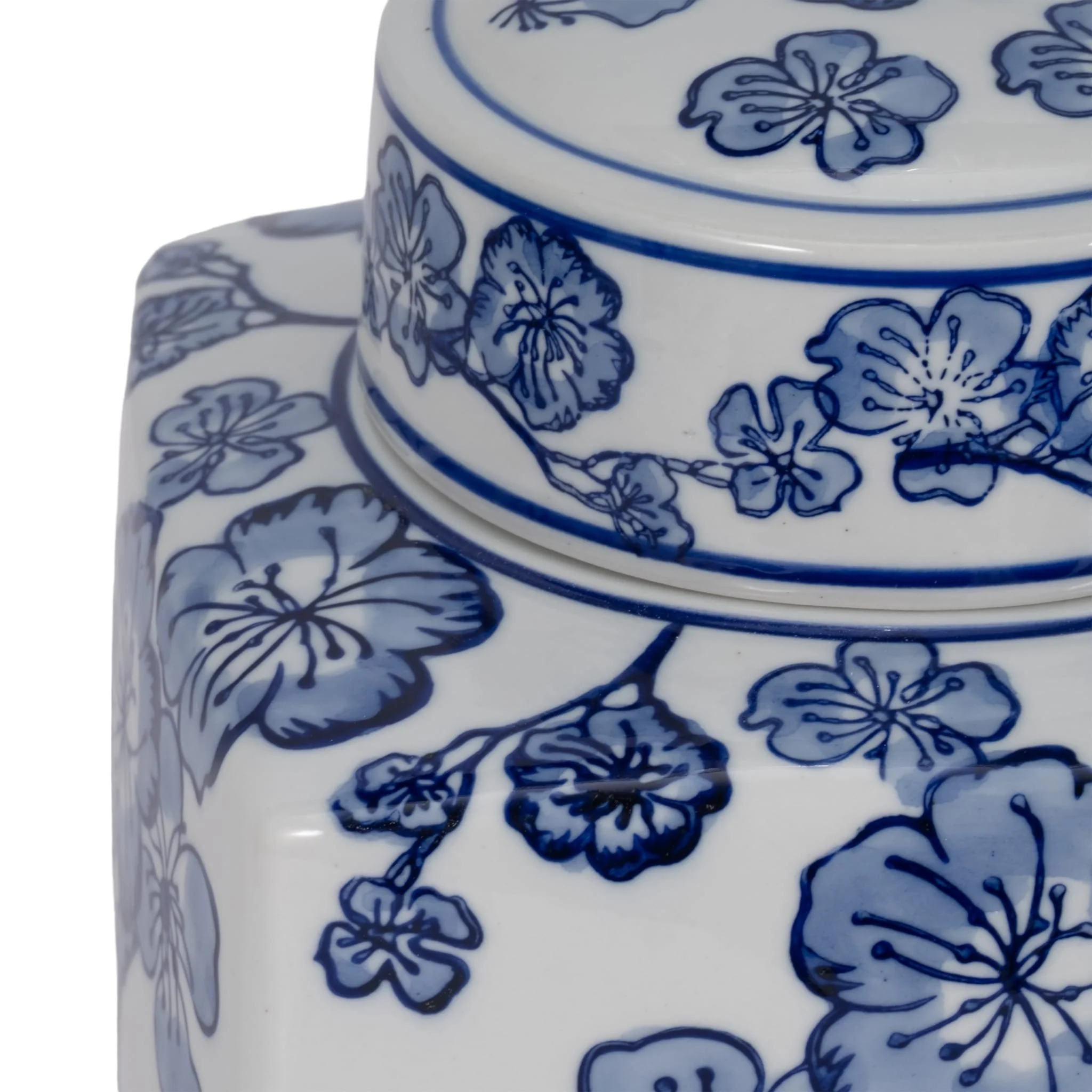 8" Cherry Blossom Chinoiserie Jar, Blue/white - Image 5