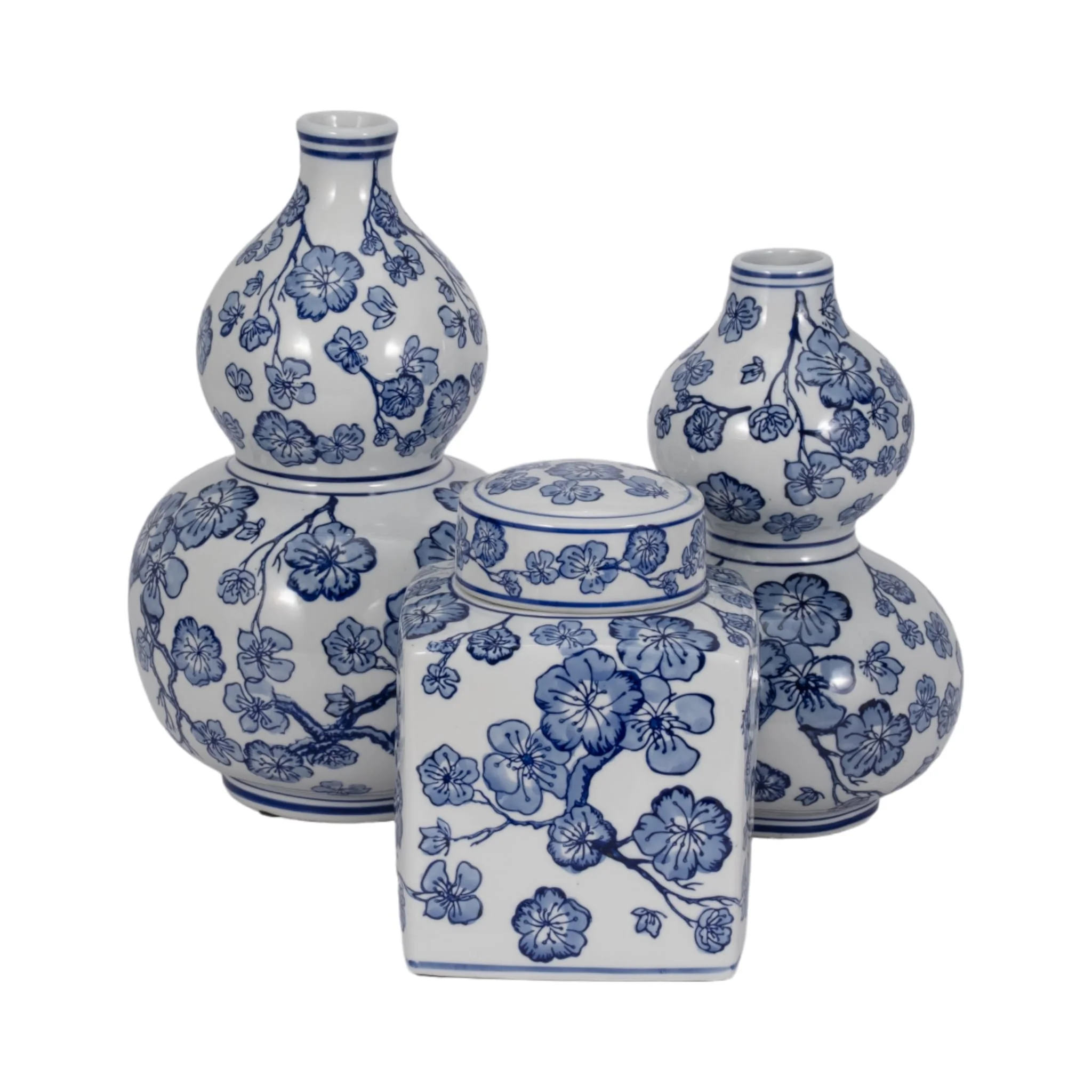 8" Cherry Blossom Chinoiserie Jar, Blue/white - Image 8