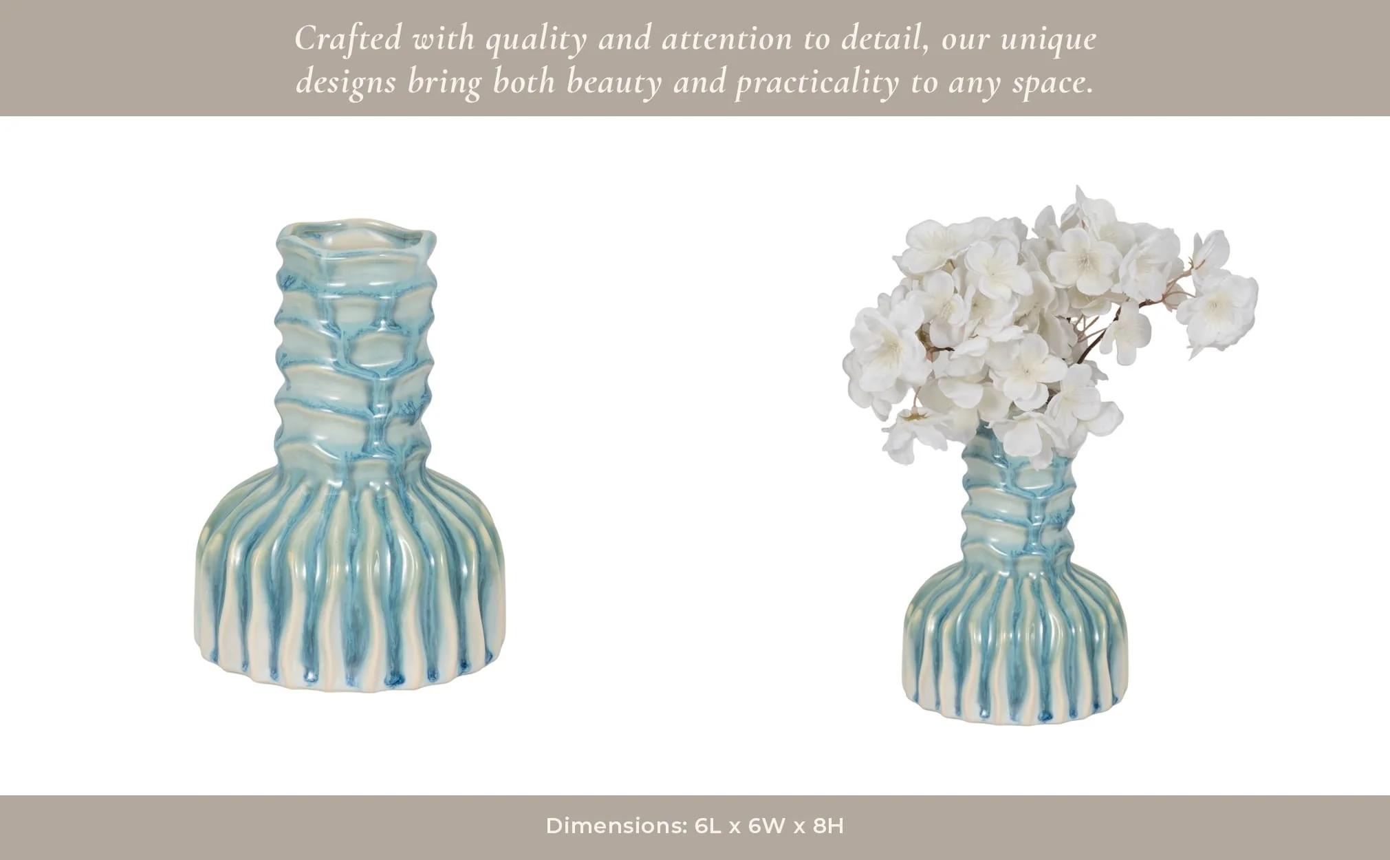 8" Coastal Ribbed Bud Vase Reactive Finish, Blue - Image 13