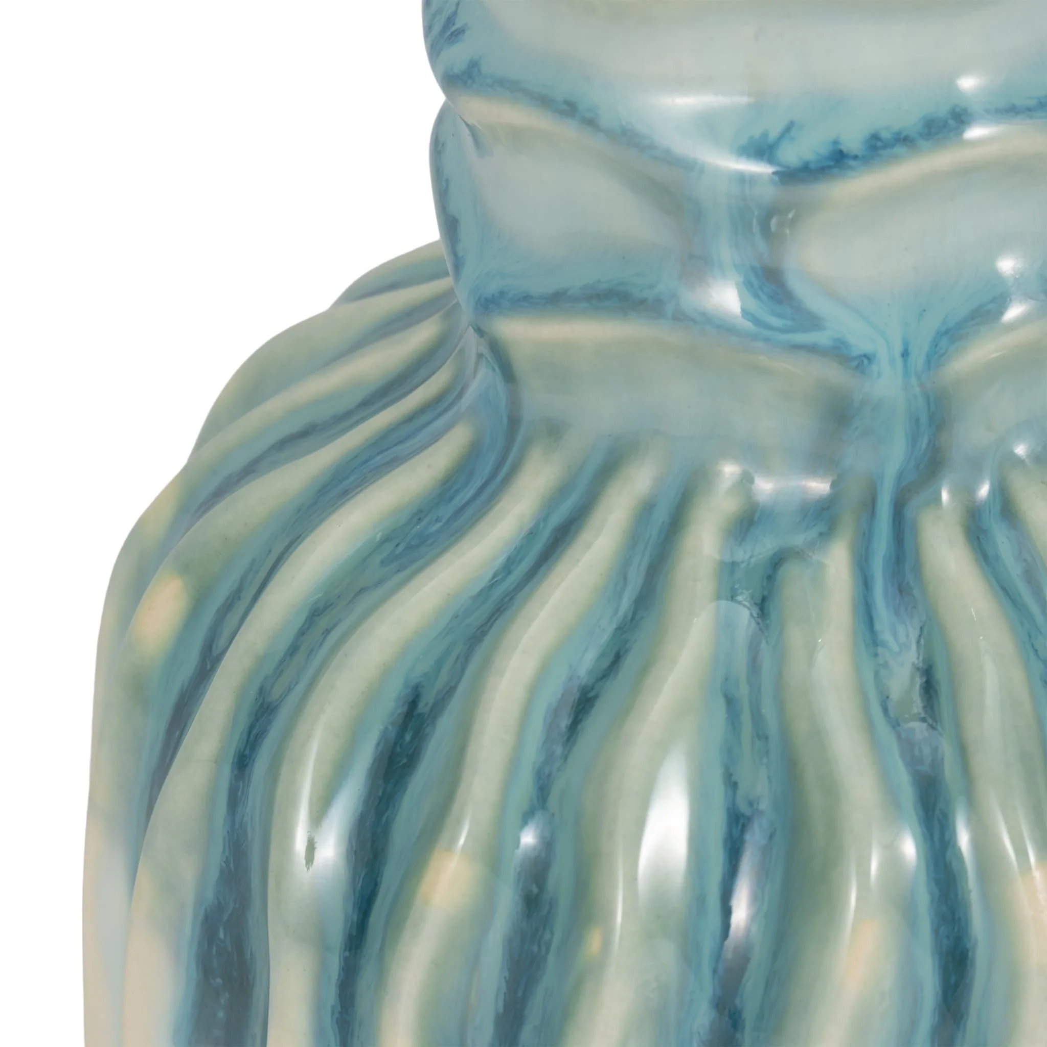 8" Coastal Ribbed Bud Vase Reactive Finish, Blue - Image 4