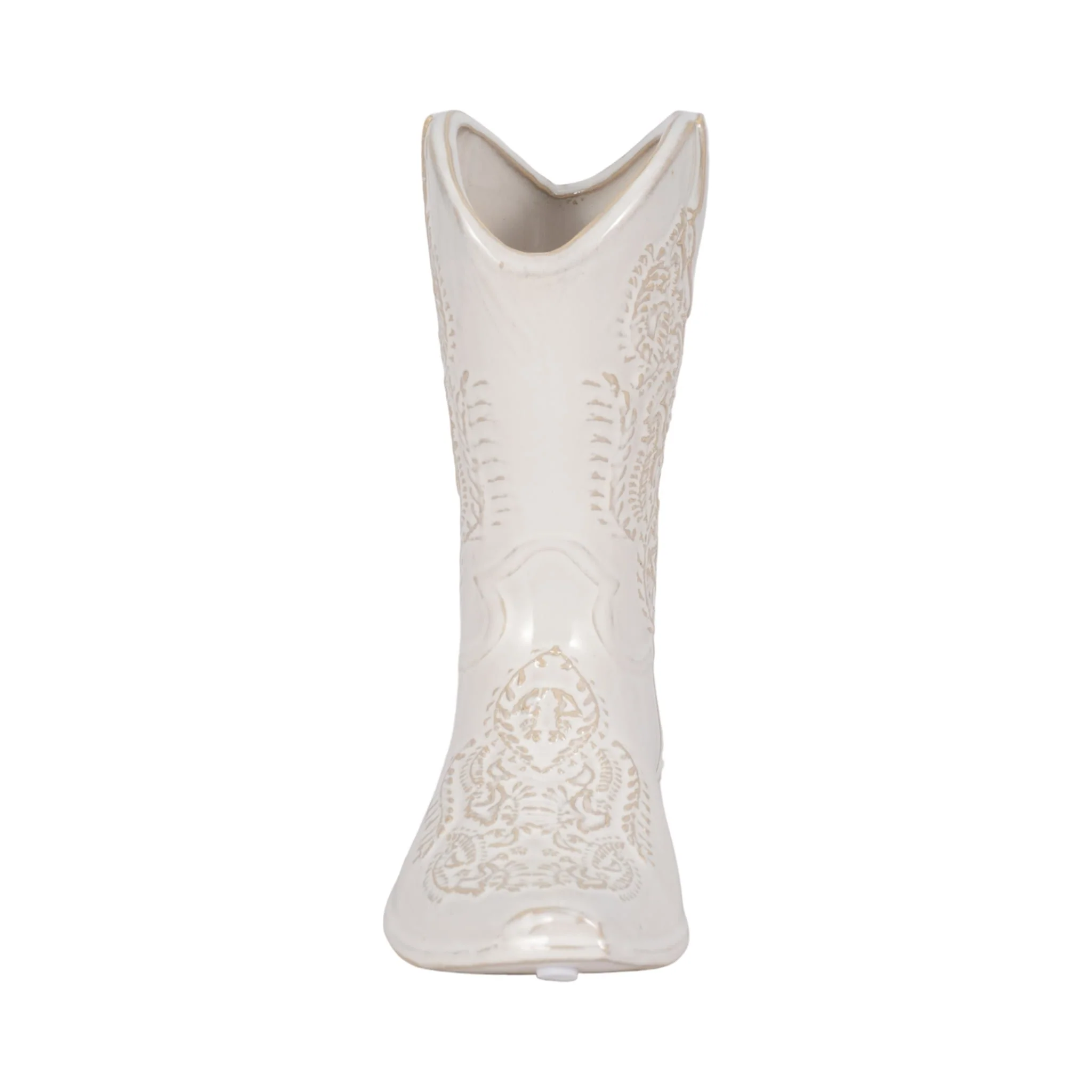 8" Cowboy Boot Vase, White - Image 4