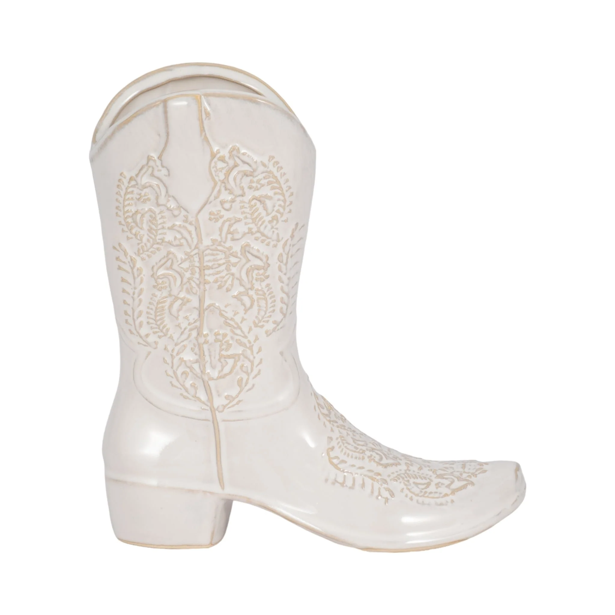 8" Cowboy Boot Vase, White - Image 5