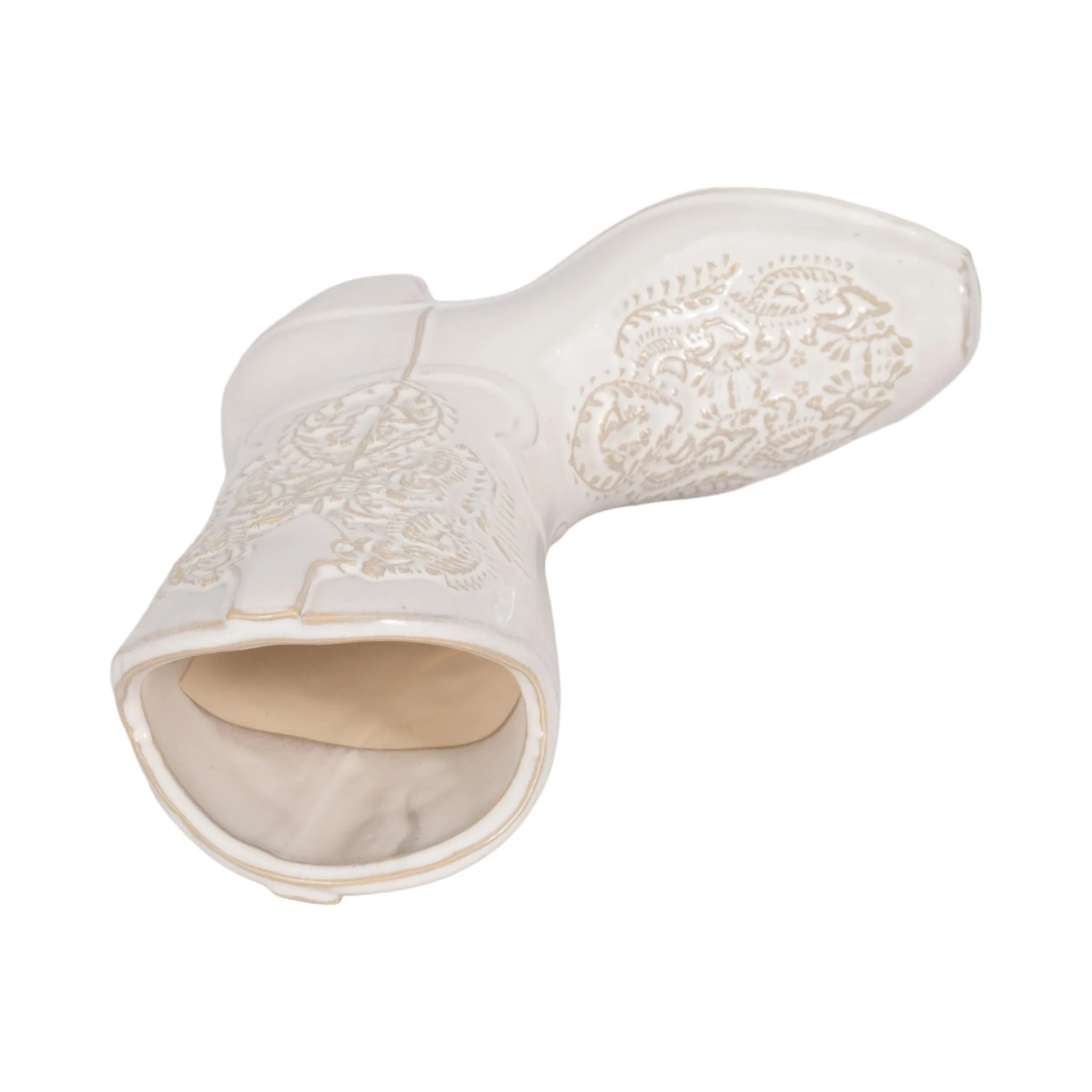 8" Cowboy Boot Vase, White - Image 7