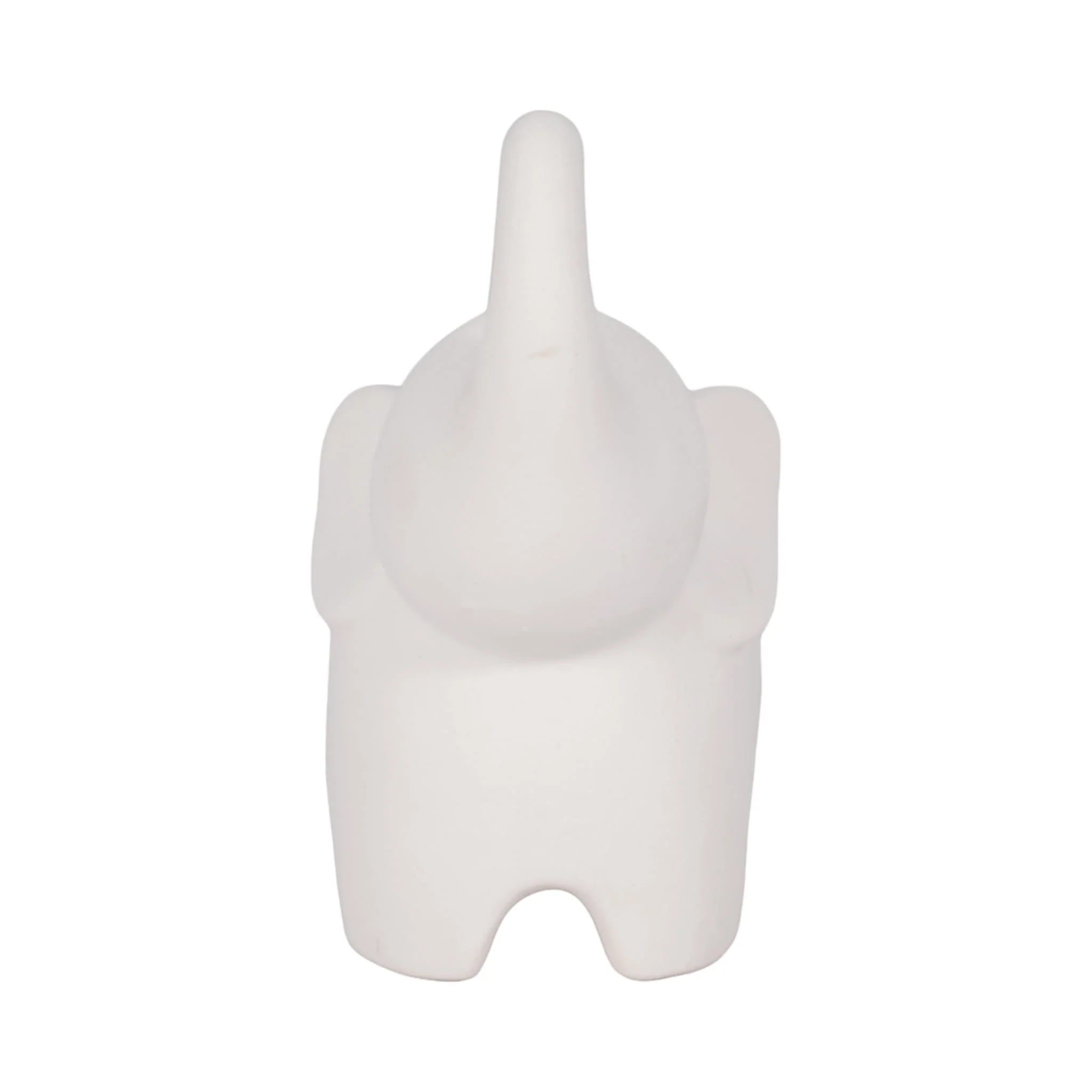 8" Elephant With Rough Texture, White - Image 3