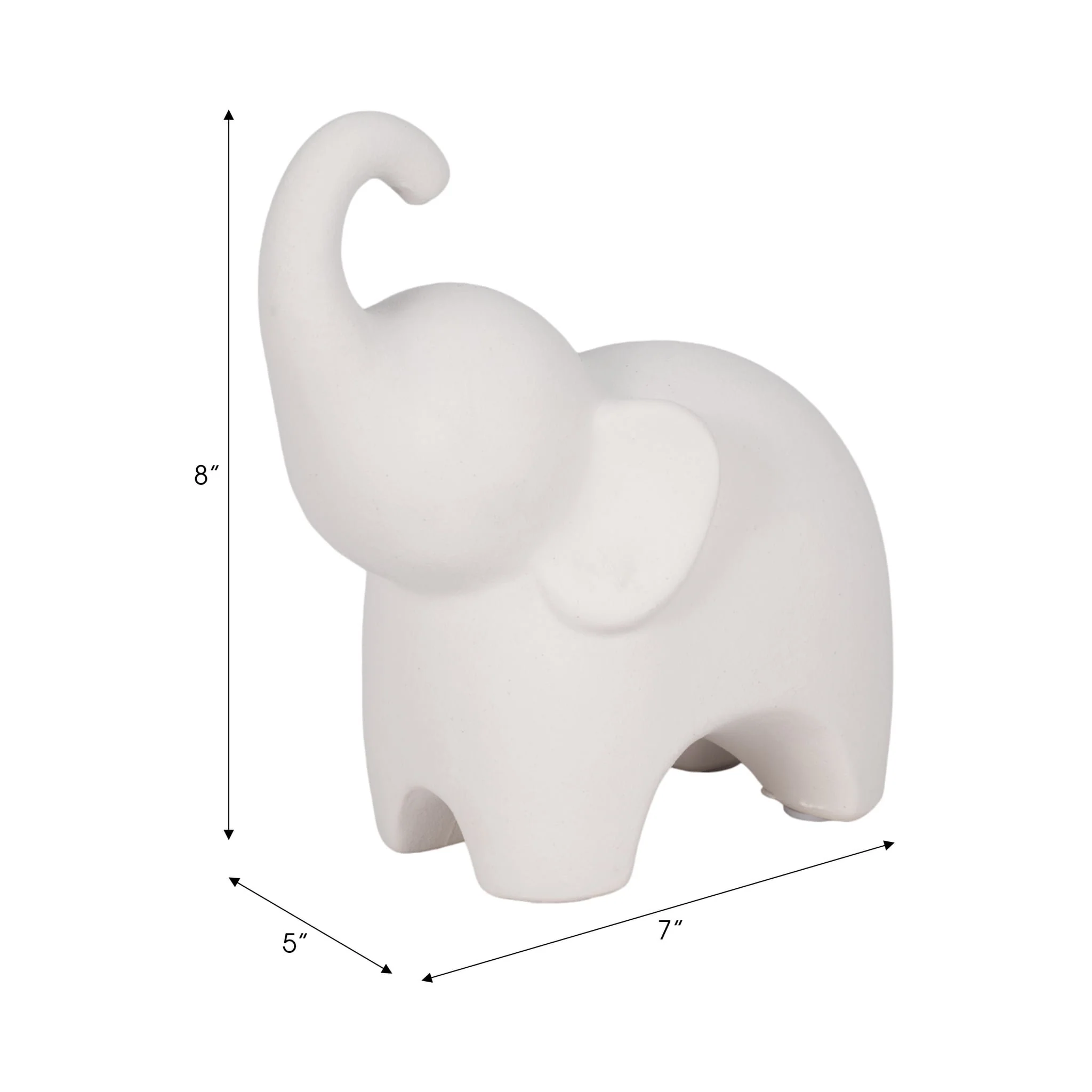 8" Elephant With Rough Texture, White - Image 9