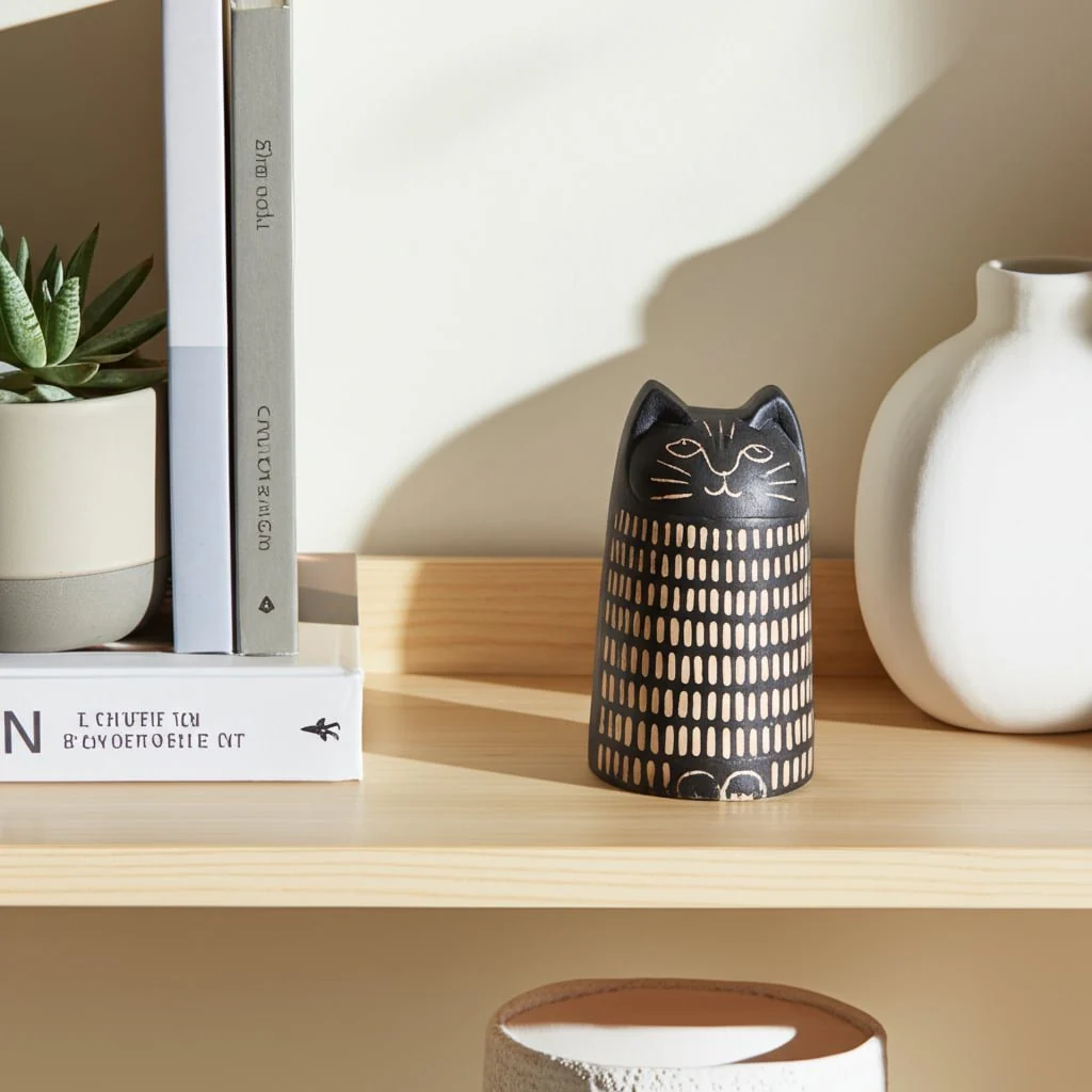 8" Etched Lines Cat, Black - Image 10