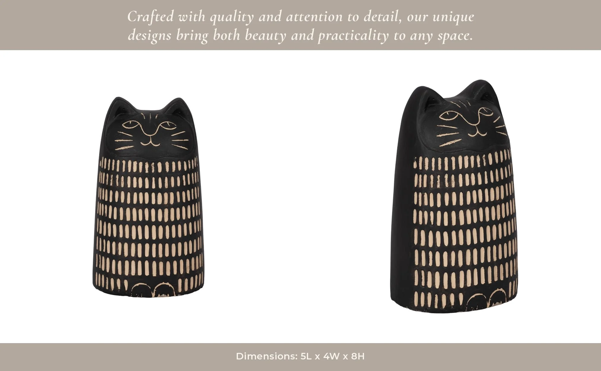8" Etched Lines Cat, Black - Image 11