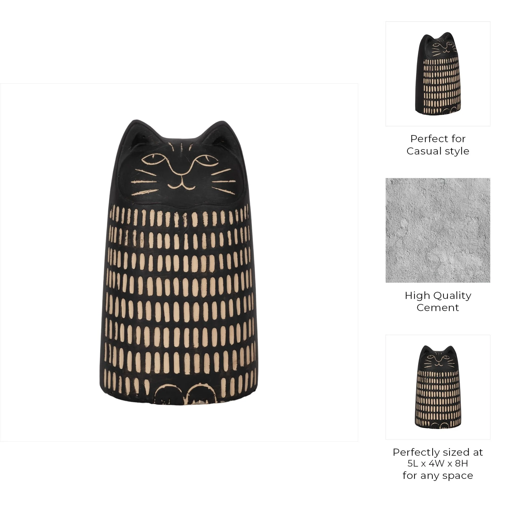 8" Etched Lines Cat, Black - Image 9