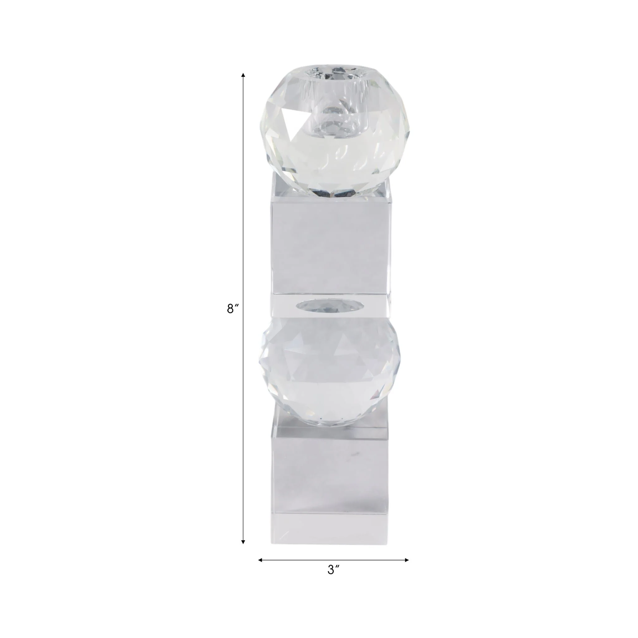 8" Faceted Crystal Orbs Crystal Taperholder, Clear - Image 8