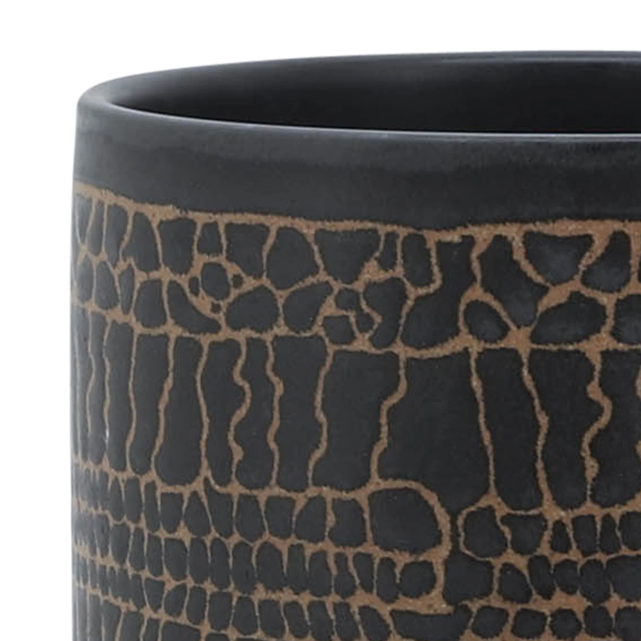 8" Glazed Planter W/ Stand, Black - Image 6