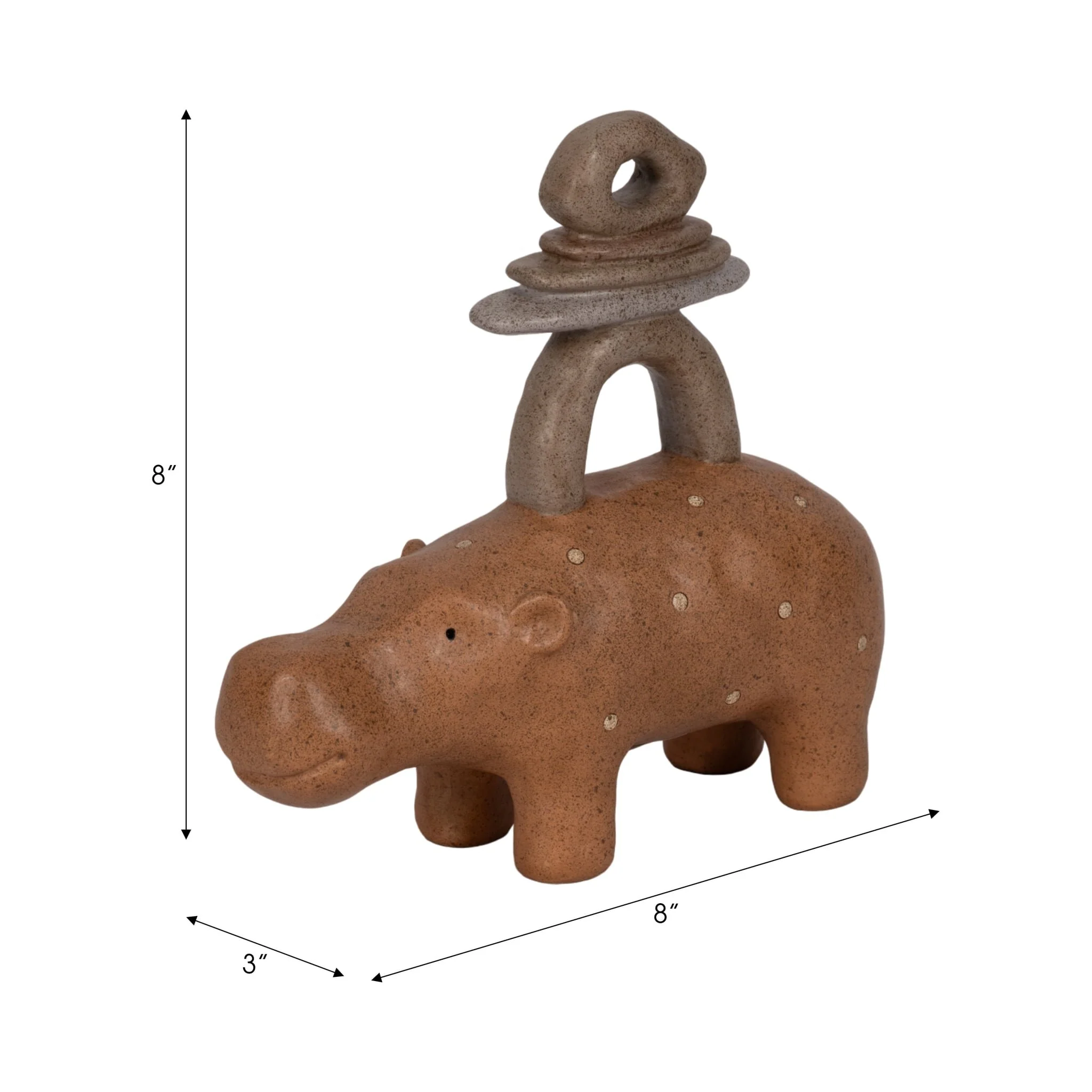 8" Hippo With Stacked Stones, Multi - Image 8