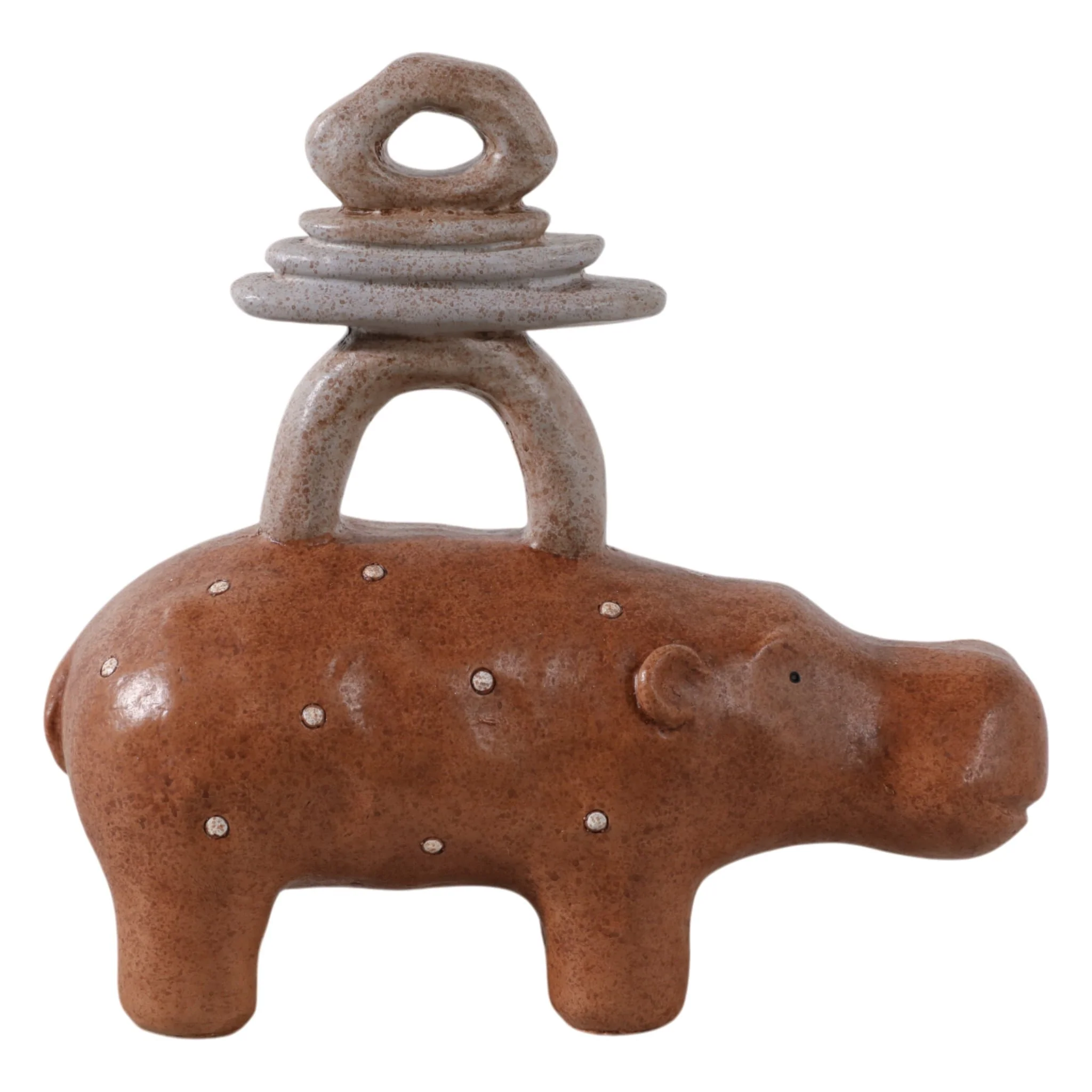 8" Hippo With Stacked Stones, Multi - Image 4