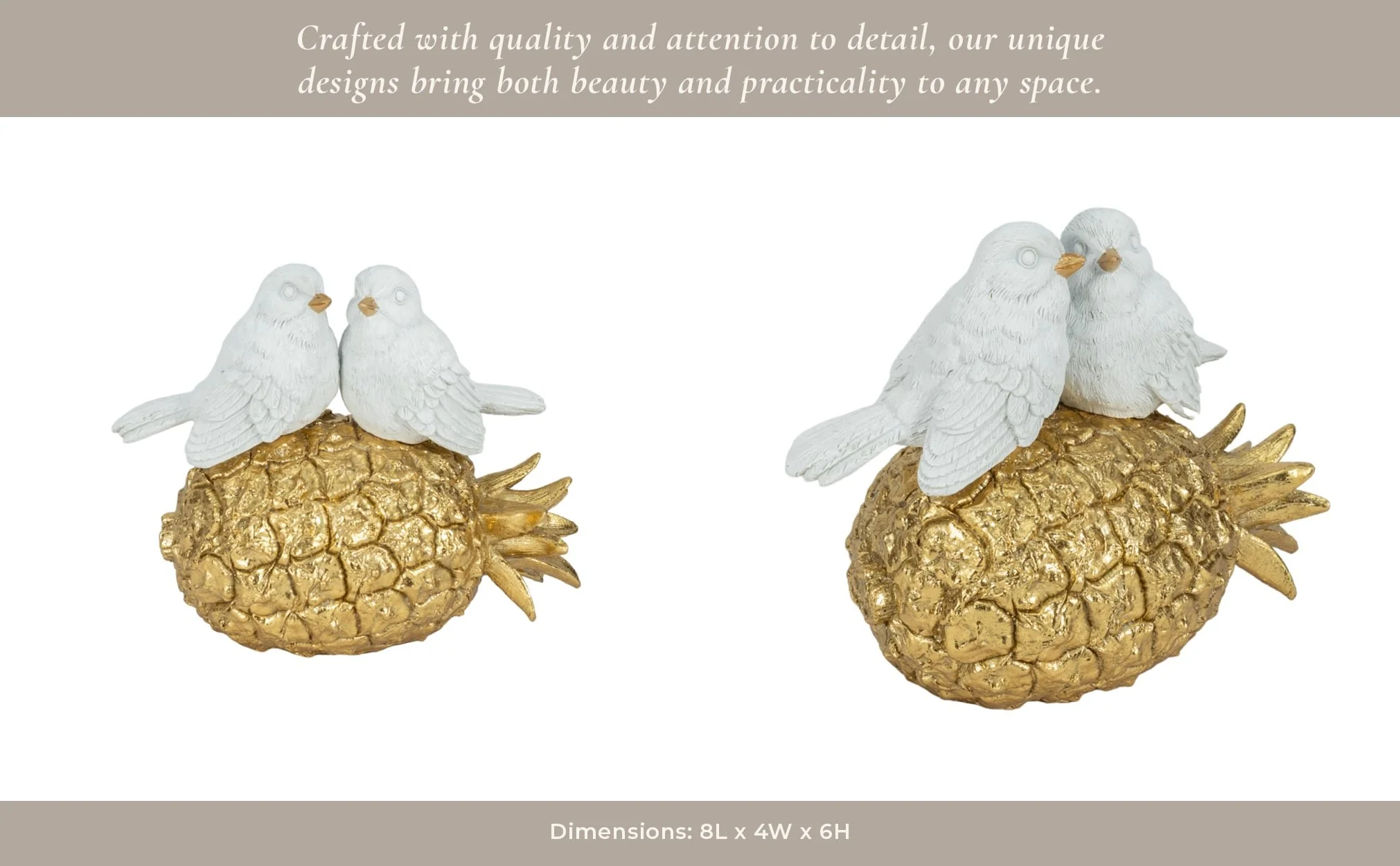 8" Kissing Birds On Pineapple, White/gold - Image 11