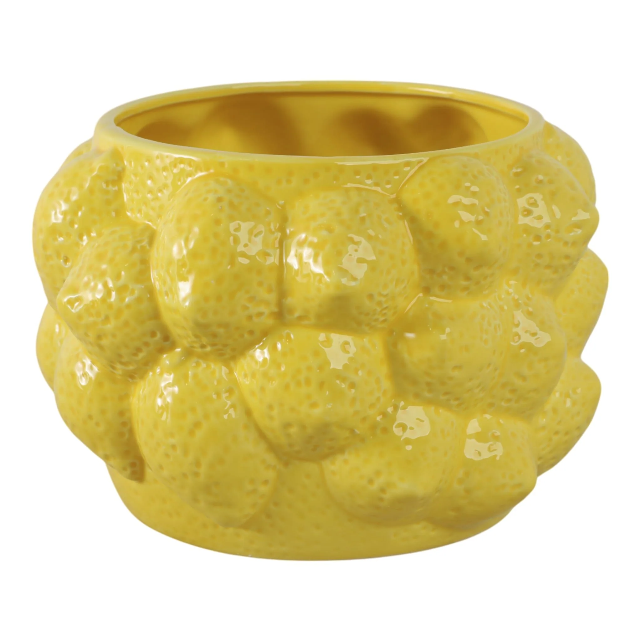 8" Lemons Flower Pot, Yellow - Image 2