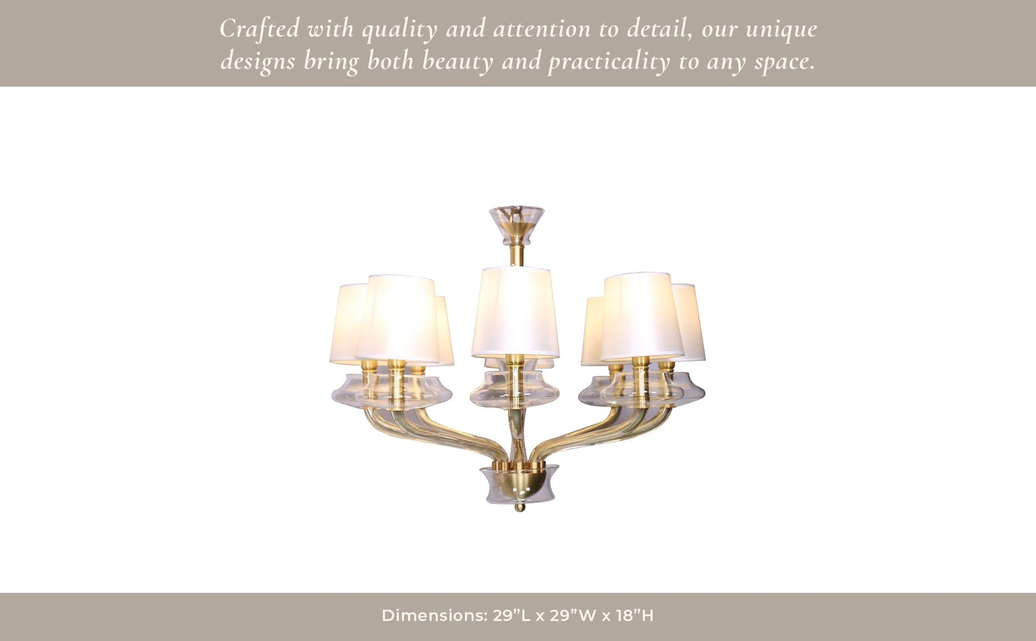 8 Lightsglass Chandelieroff White Shade - Image 5