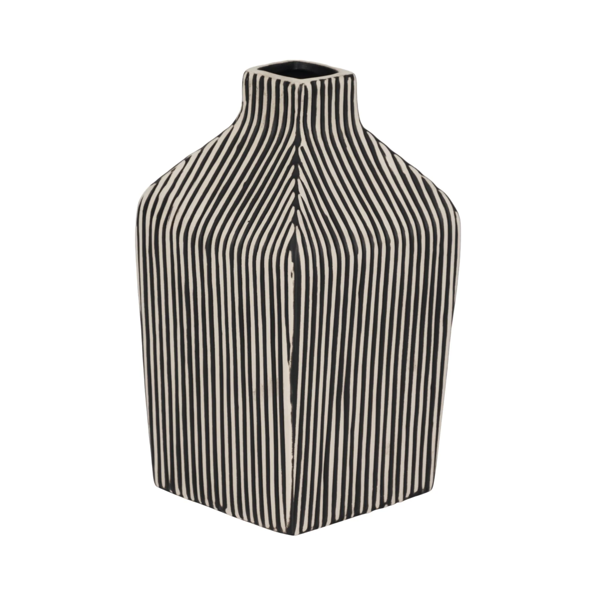 8" Lines Square Vase, Black/white - Image 3