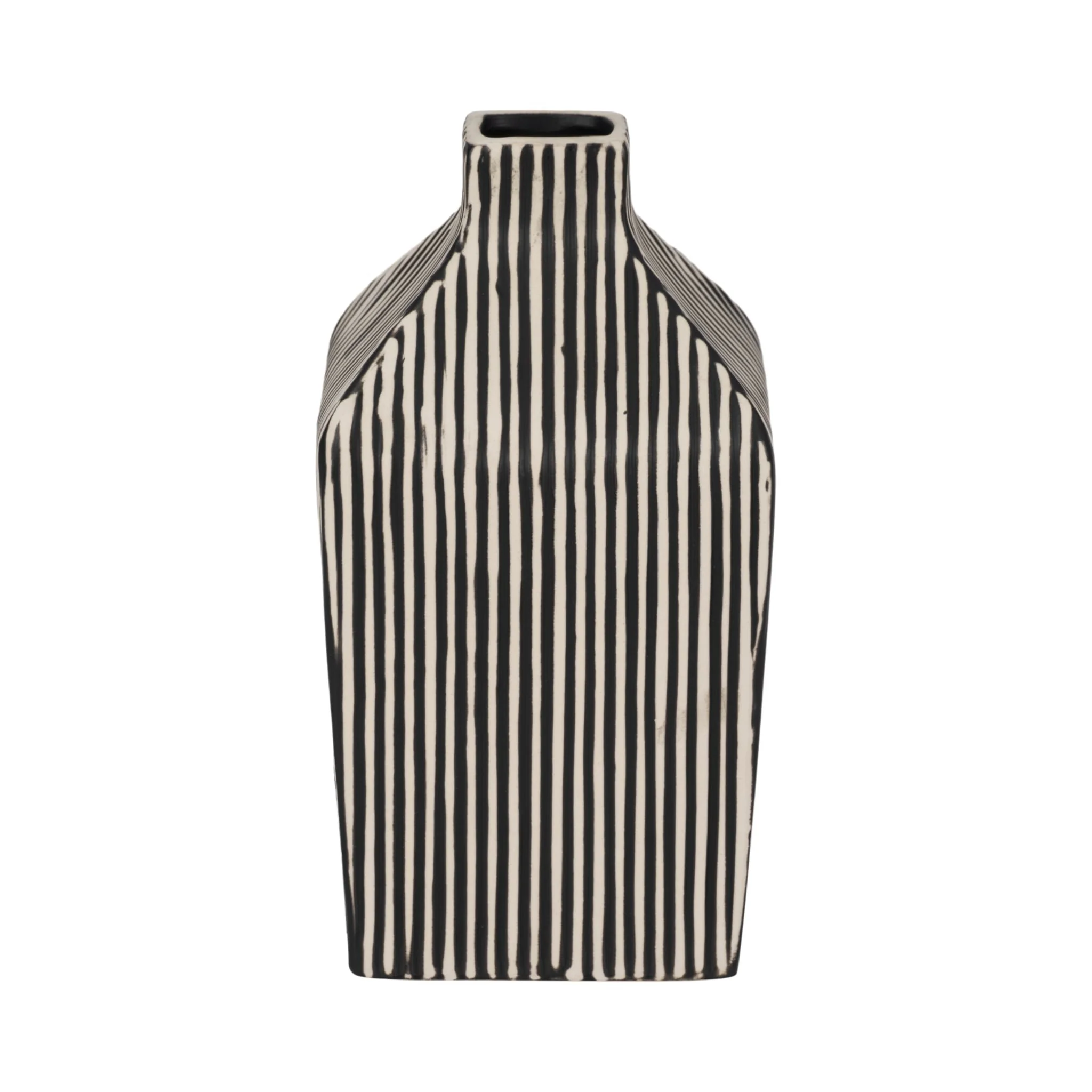 8" Lines Square Vase, Black/white - Image 4