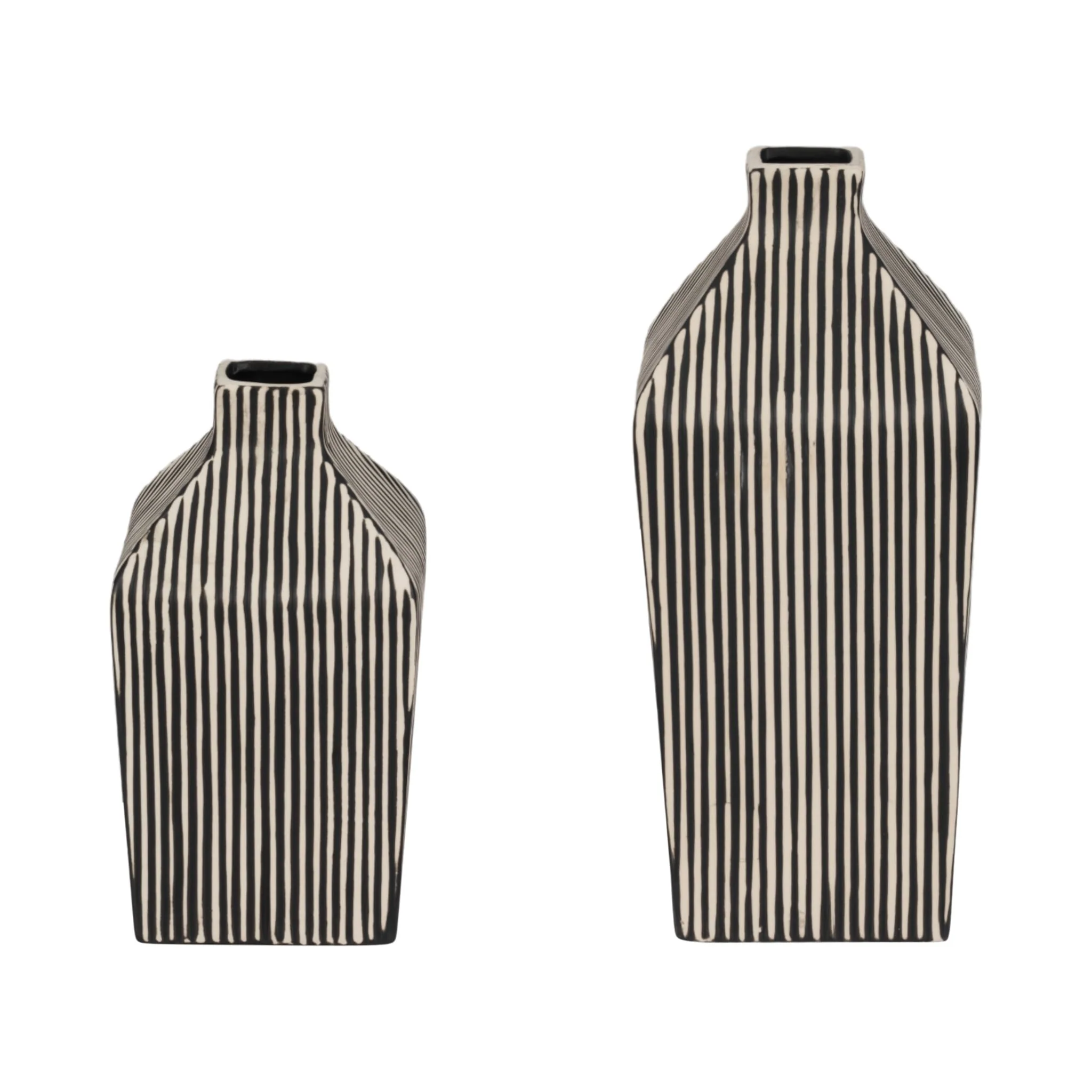 8" Lines Square Vase, Black/white - Image 8