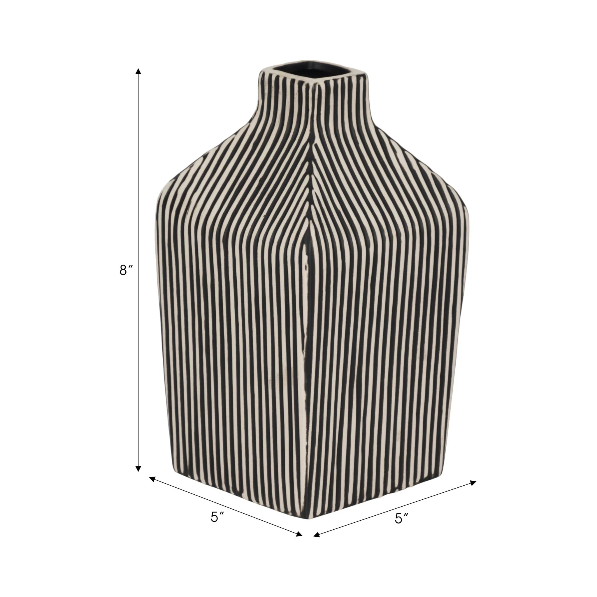 8" Lines Square Vase, Black/white - Image 9