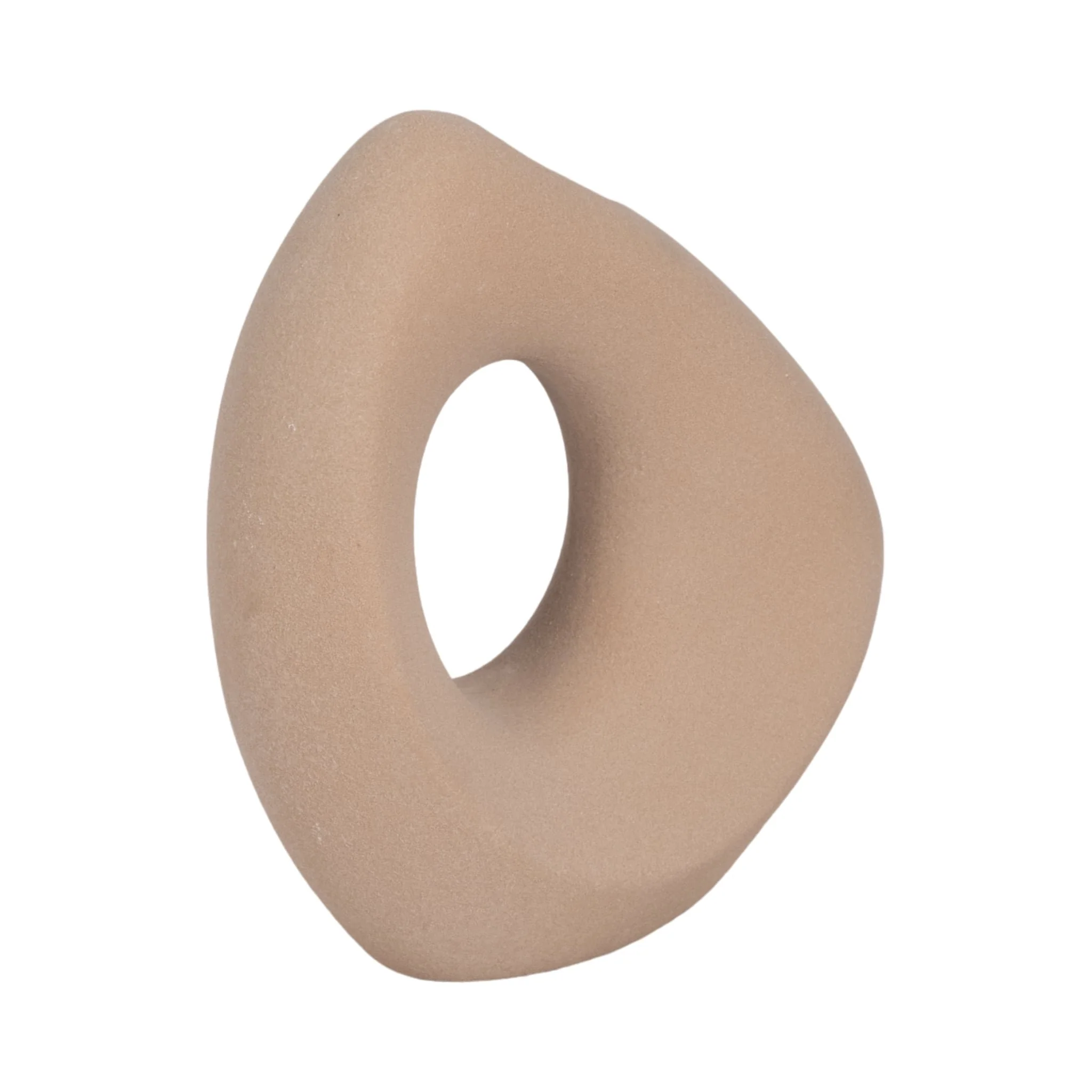 8" Lopsided Open Cut Out Vase Sand Texture, Tan - Image 3