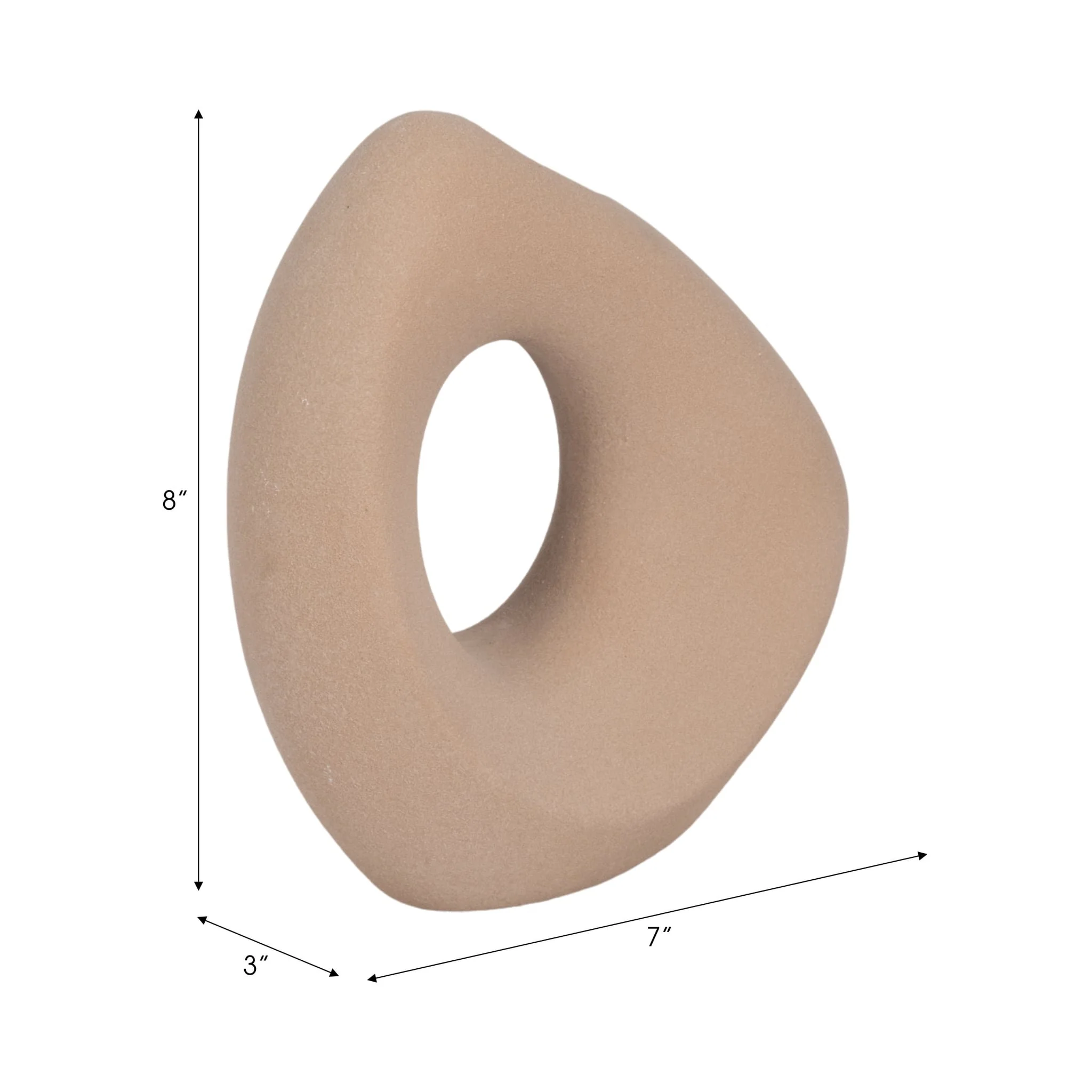 8" Lopsided Open Cut Out Vase Sand Texture, Tan - Image 9