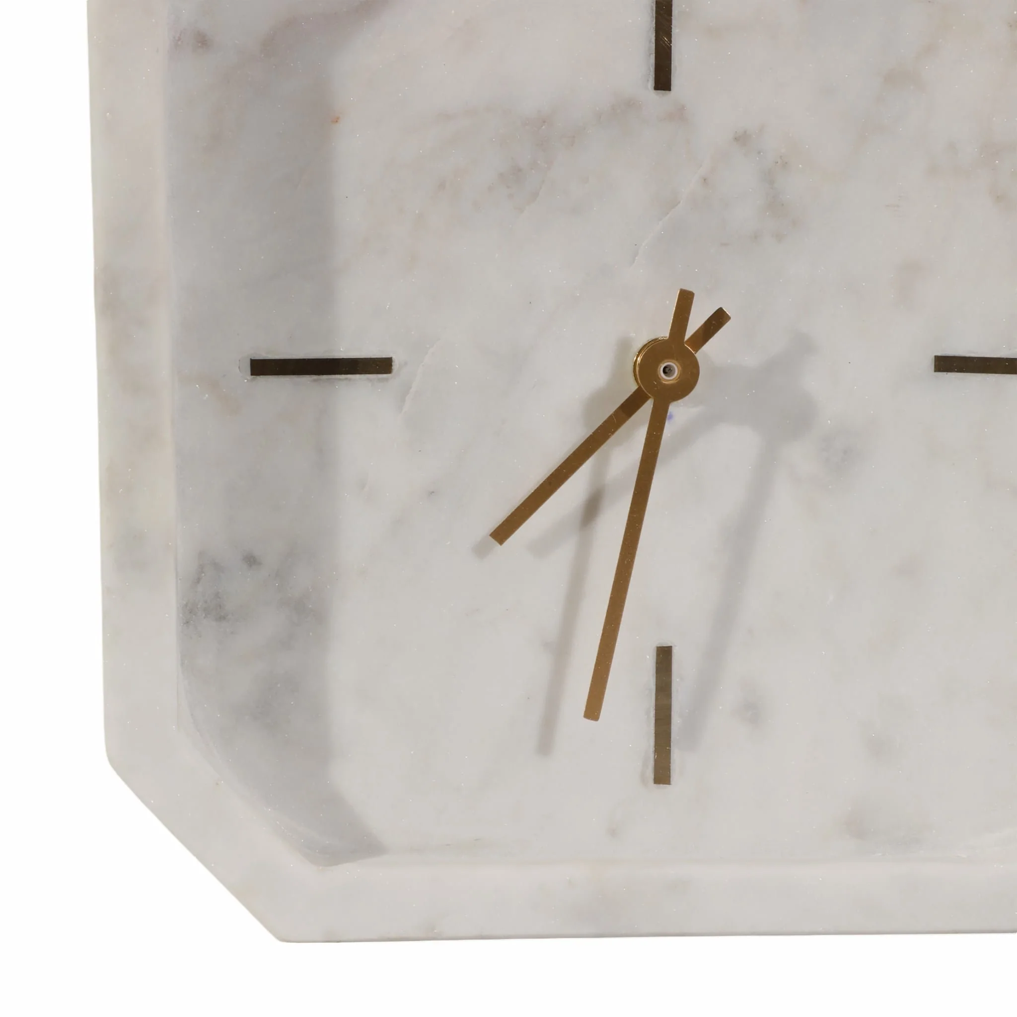 8" Marble Octagon Clock, Wht/gld - Image 5