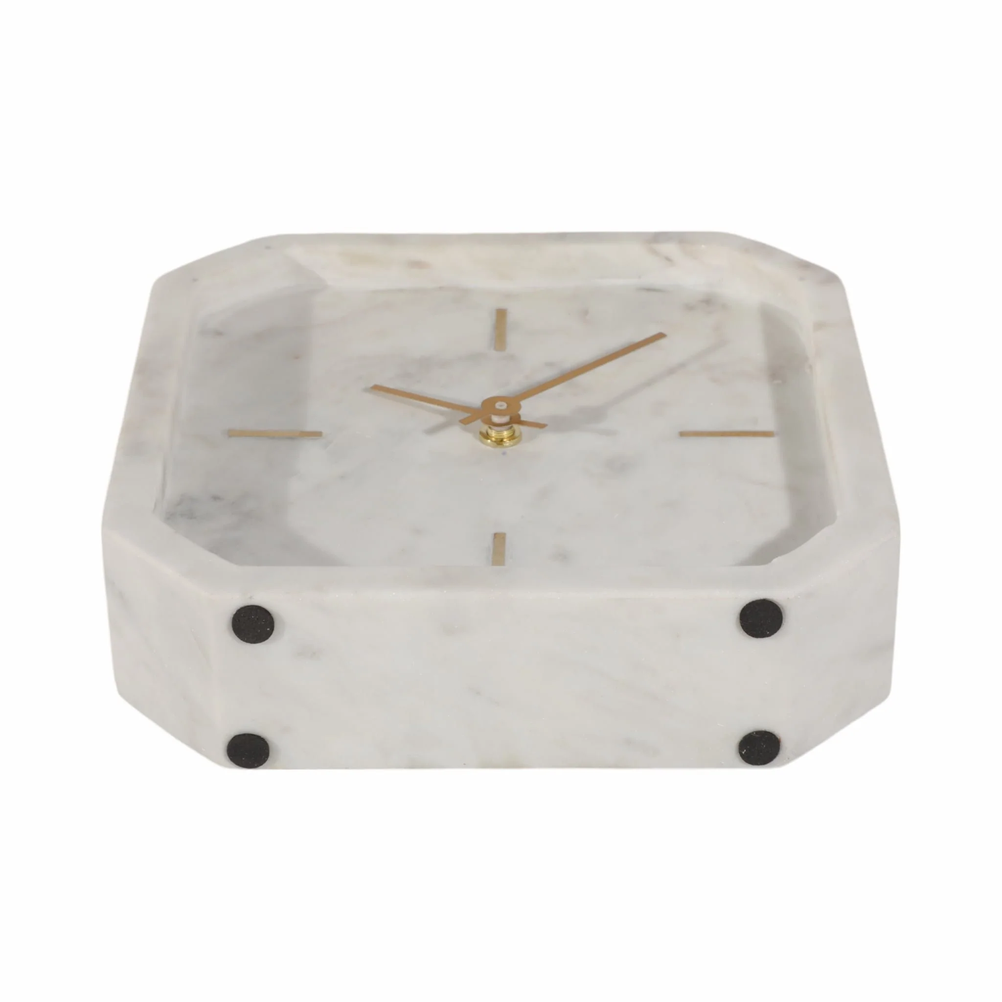 8" Marble Octagon Clock, Wht/gld - Image 7