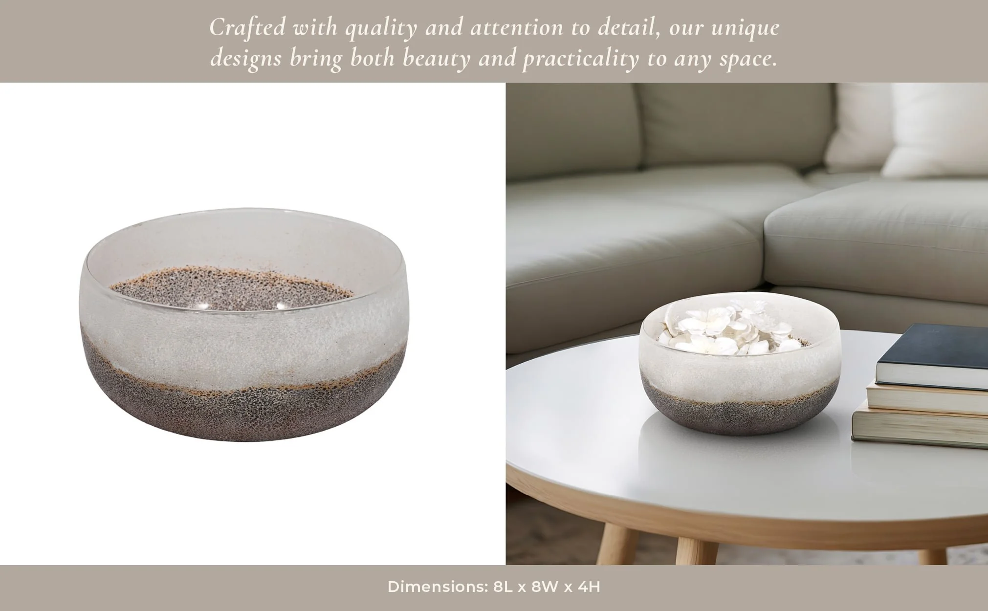 8" Ombre Bowl, White/grey - Image 12