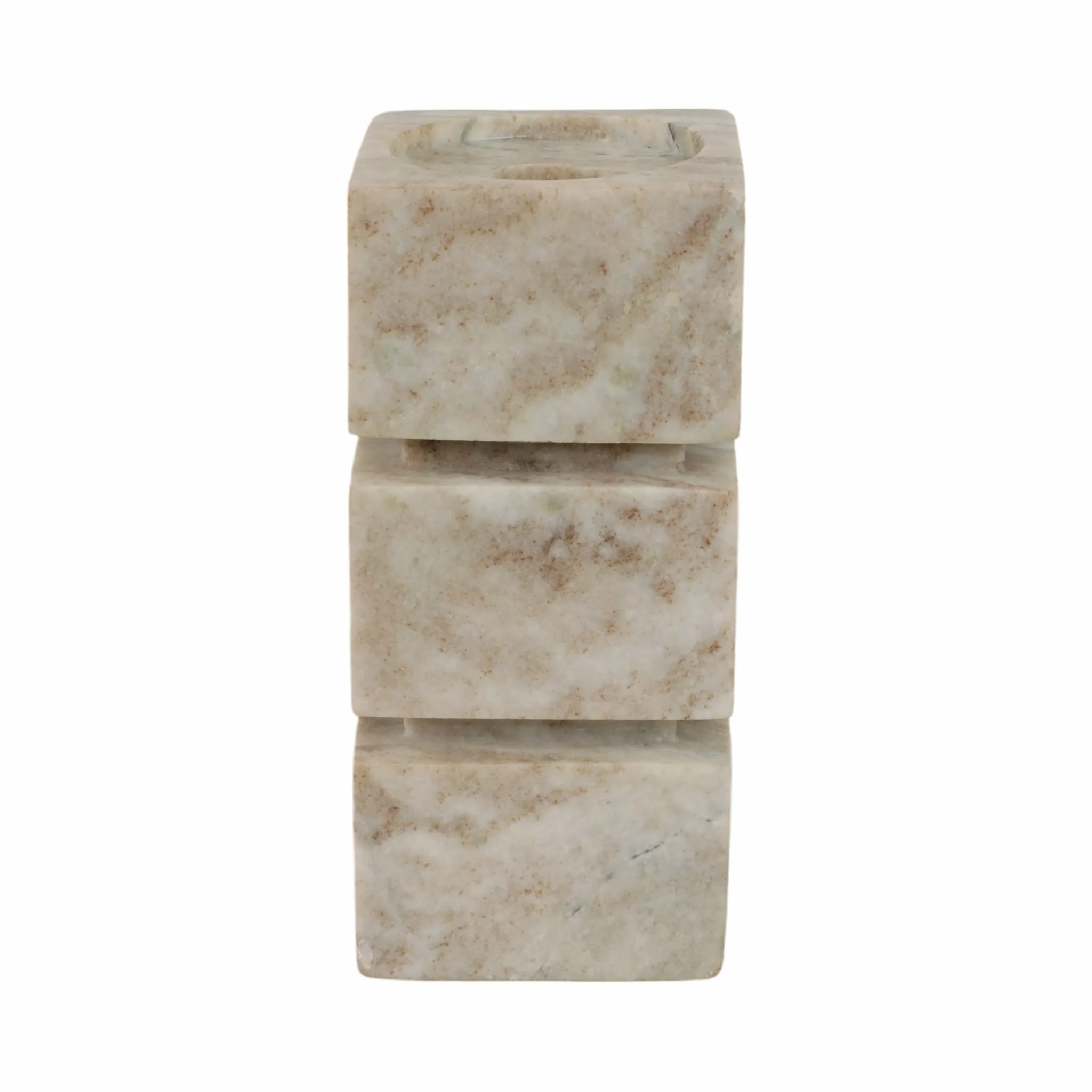 8" Onyx Marble Stacked Cubes Pillar Candleholder, - Image 5